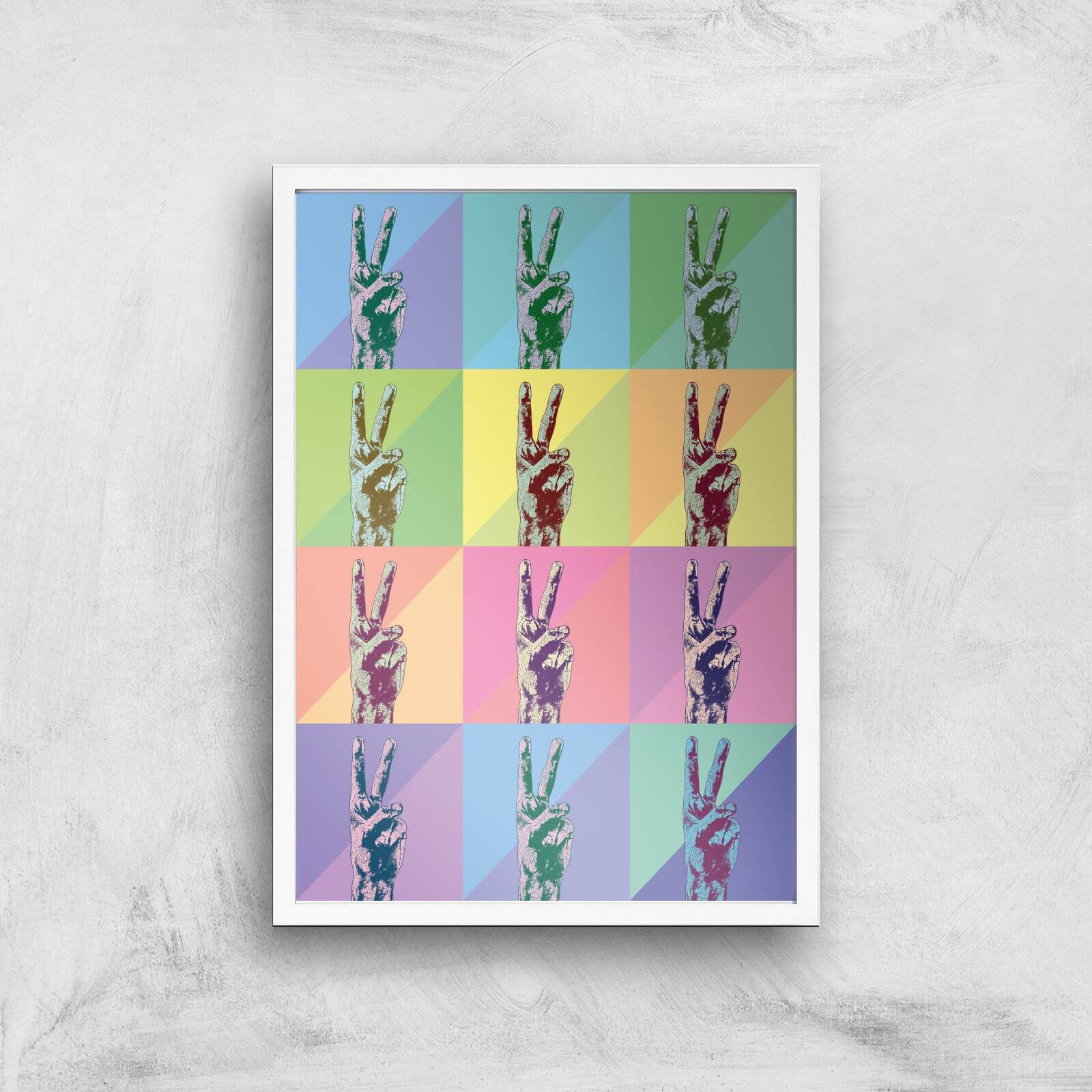 Multi Colour Pop Peace Sign Giclée Art Print - A2 - White Frame