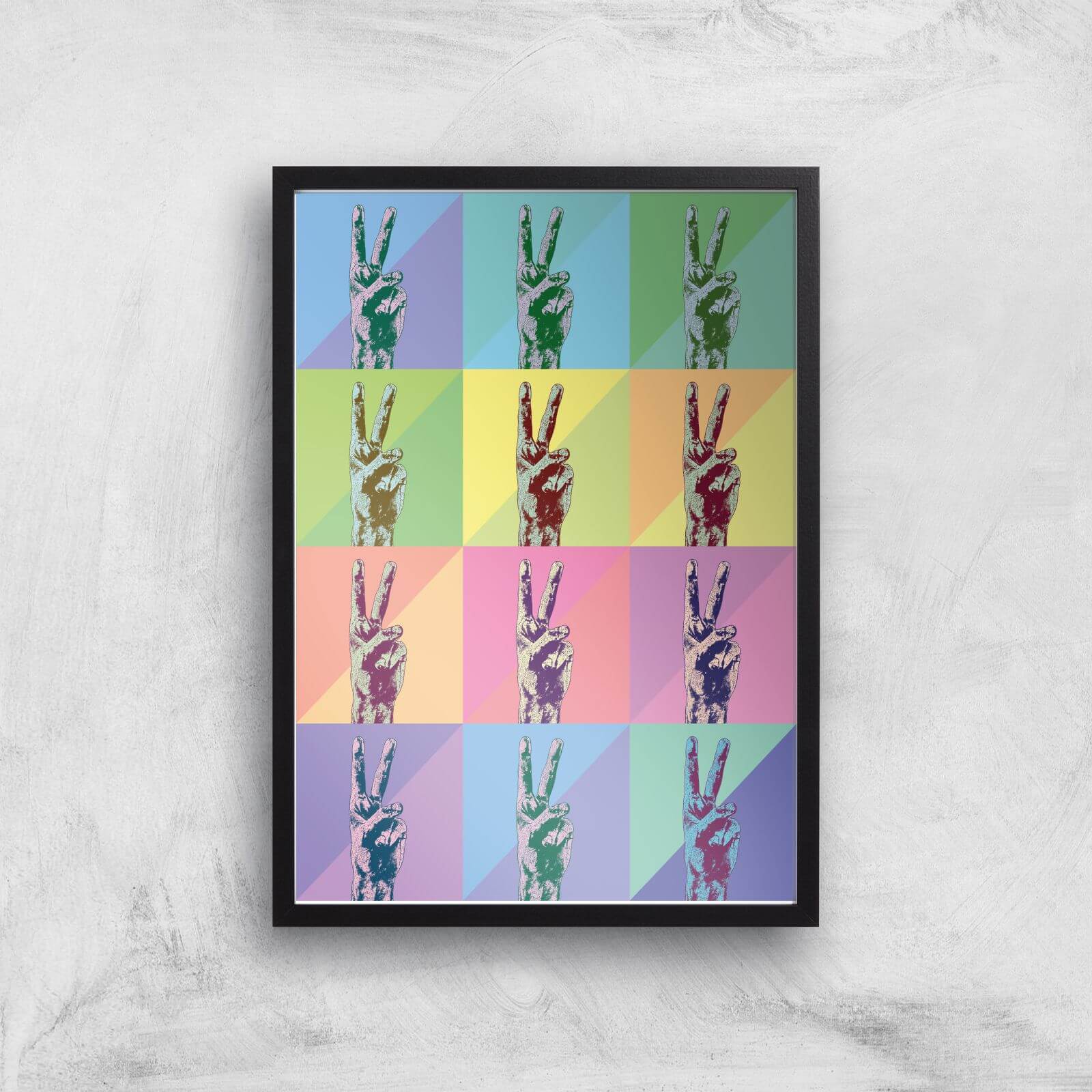 Multi Colour Pop Peace Sign Giclée Art Print - A2 - Black Frame