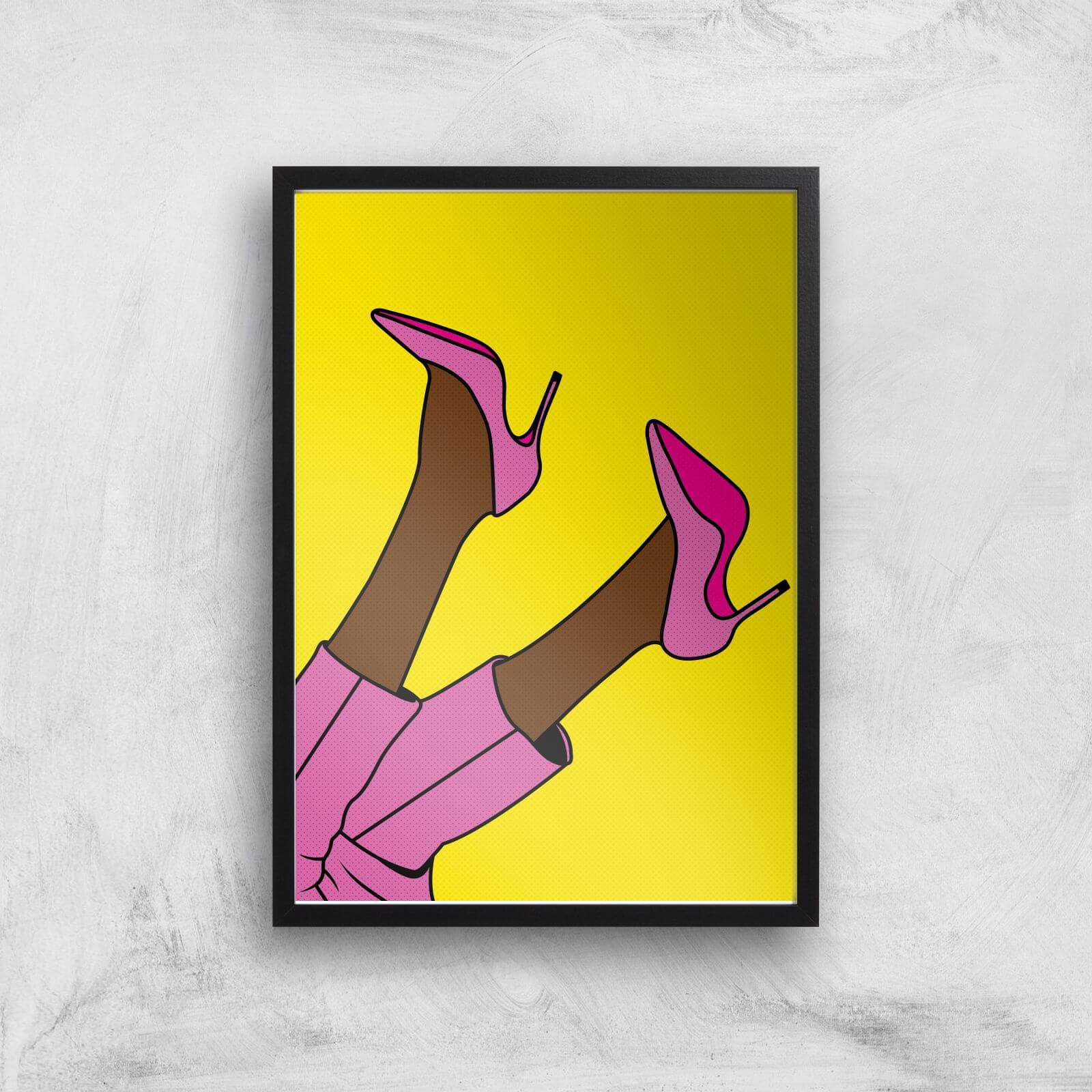 Pink Heels Lifted Giclée Art Print - A2 - Black Frame
