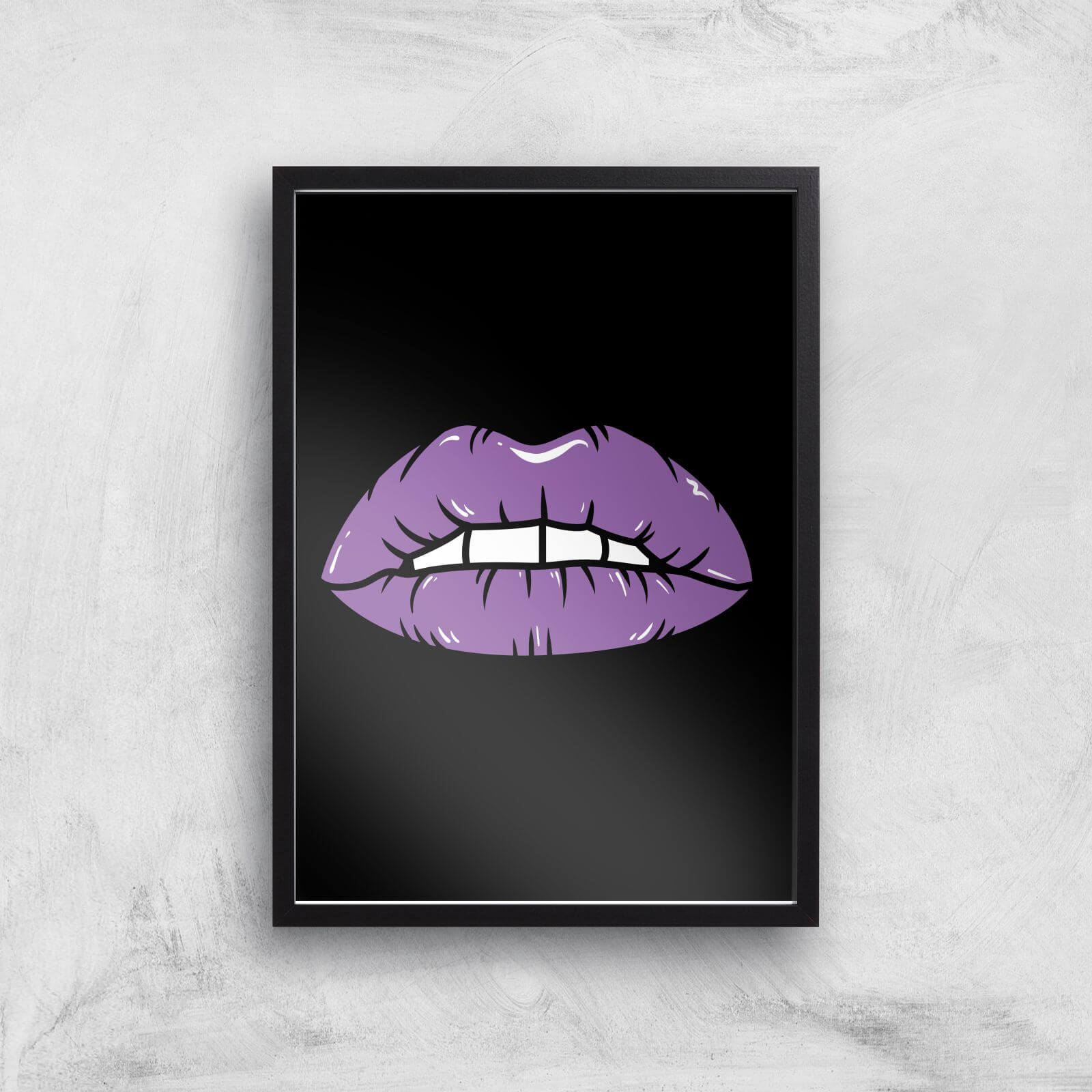 Purple Lips Giclée Art Print - A2 - Black Frame