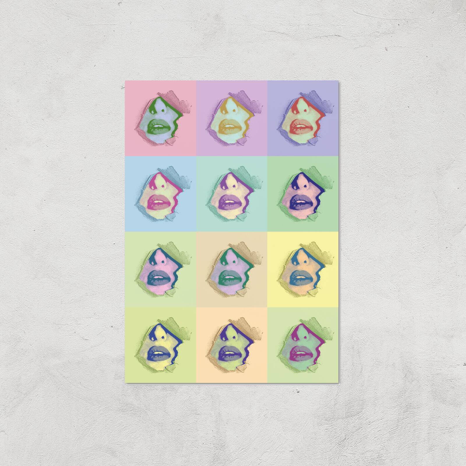 Multi Colour Sexy Lips Break Through Giclée Art Print - A4 - Print Only