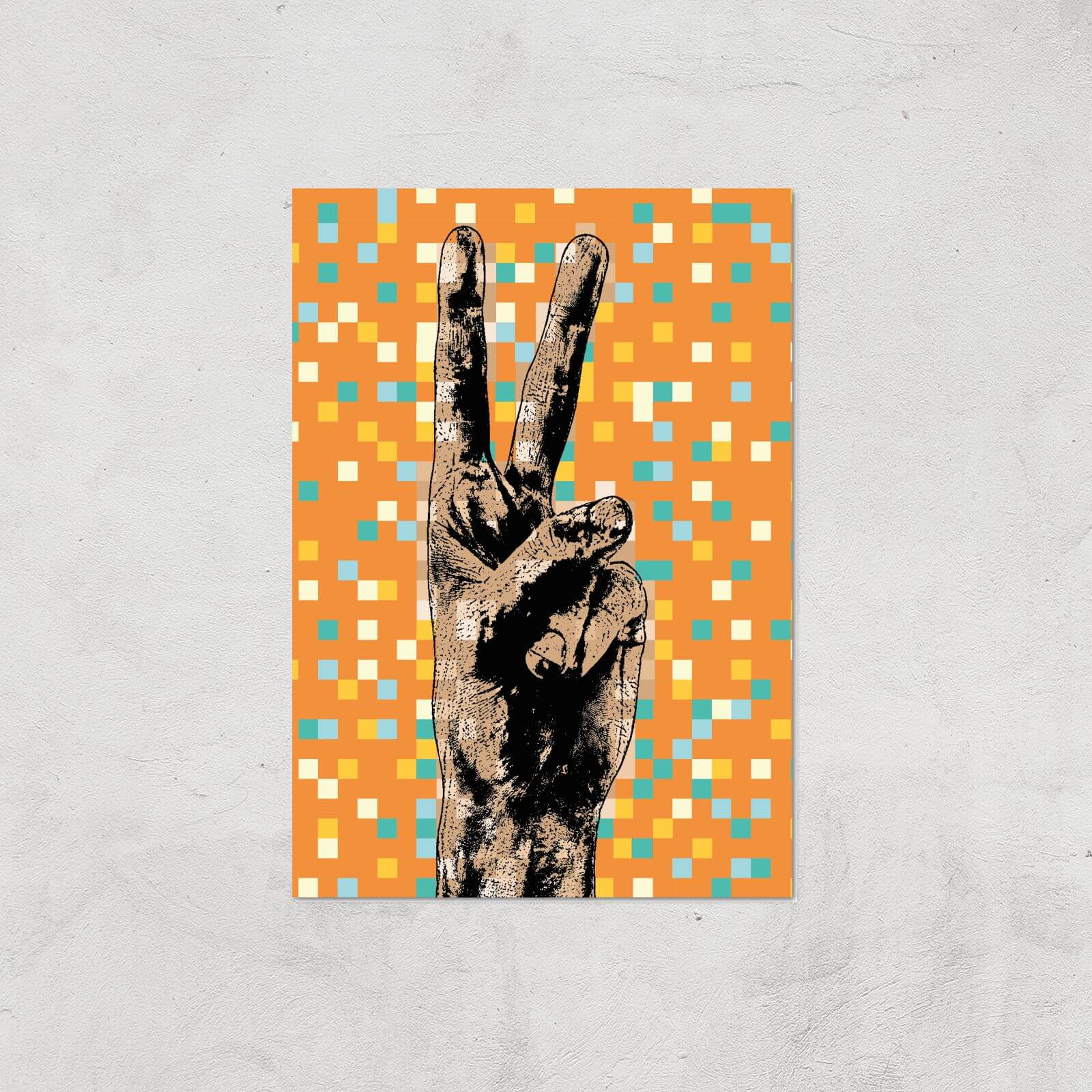 Pop Pixel Peace Sign Giclée Art Print - A3 - Print Only