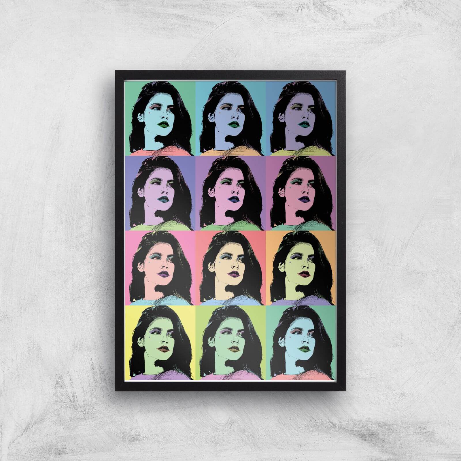 Multi Colour Pop Girl Giclée Art Print - A3 - Black Frame