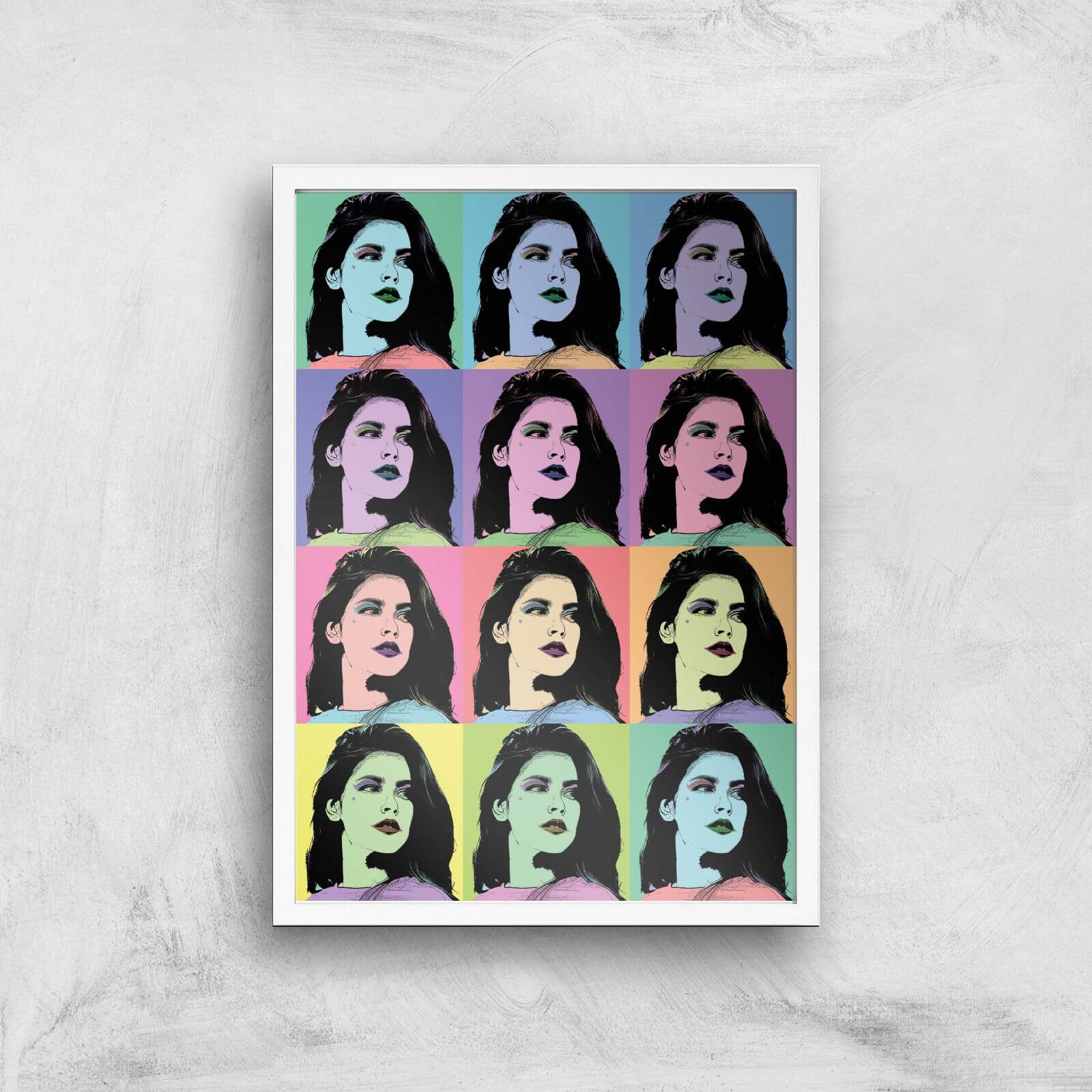 Multi Colour Pop Girl Giclée Art Print - A2 - White Frame