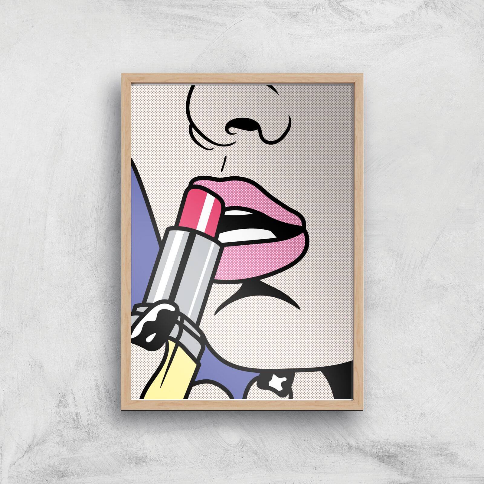 Applying Lipstick Pop Giclée Art Print - A3 - Wooden Frame
