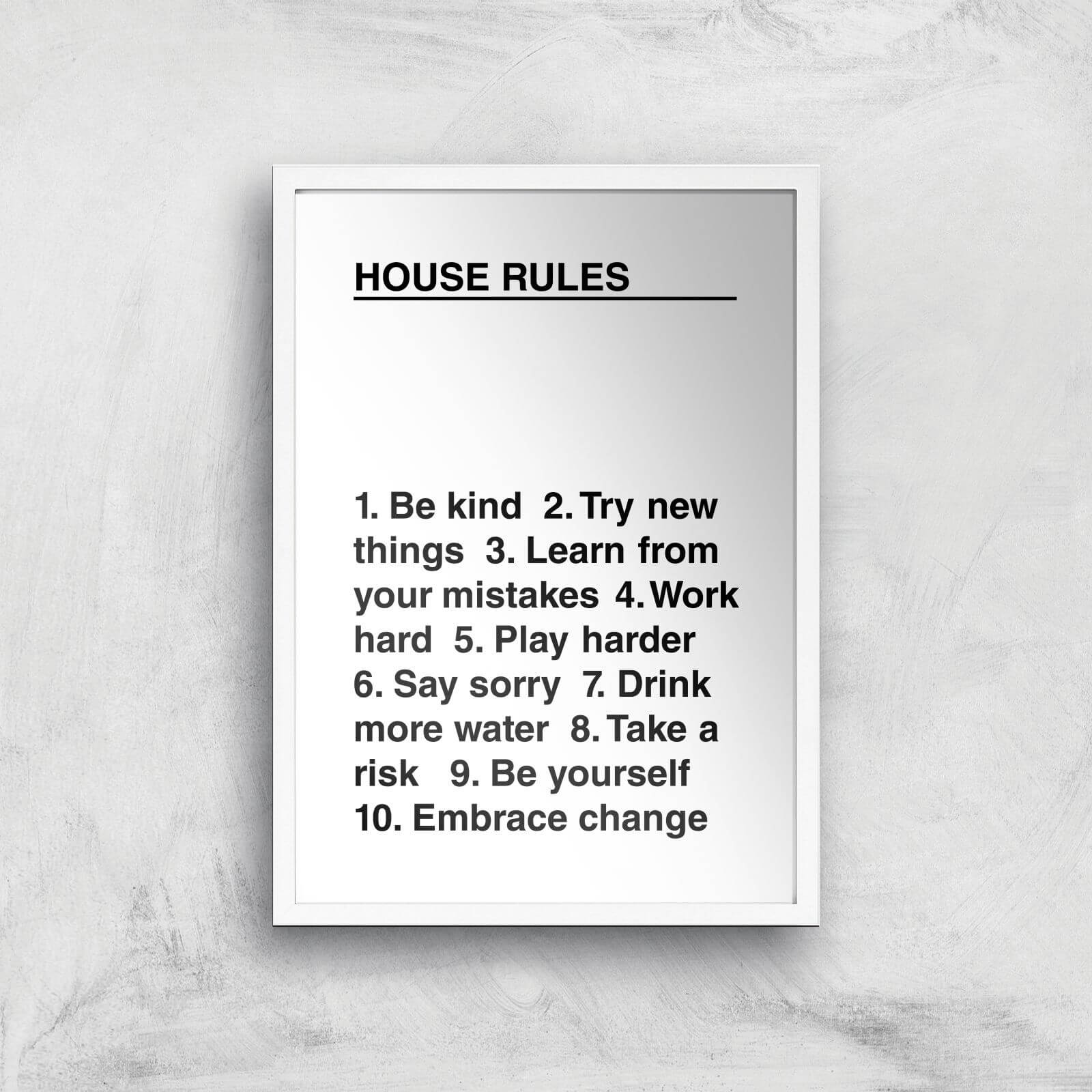 House Rules Giclée Art Print - A3 - White Frame