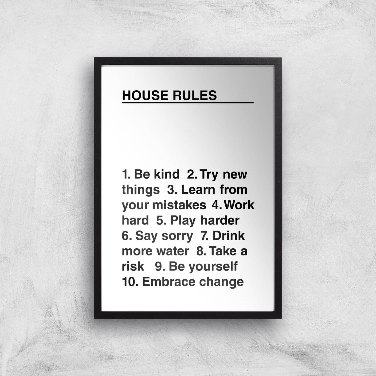 House Rules Giclée Art Print - A3 - Black Frame