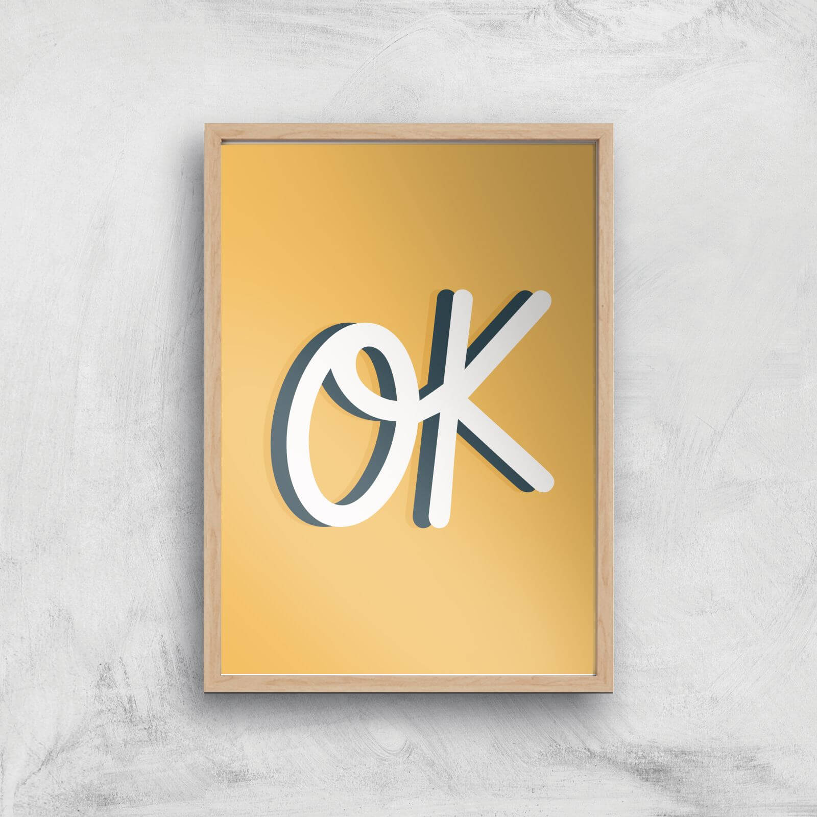 Ok Giclée Art Print - A3 - Wooden Frame