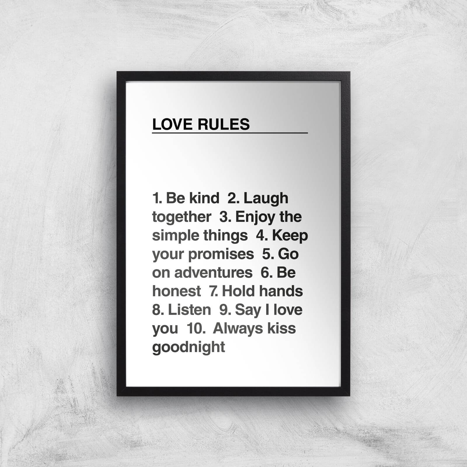 Love Rules Giclée Art Print - A3 - Black Frame