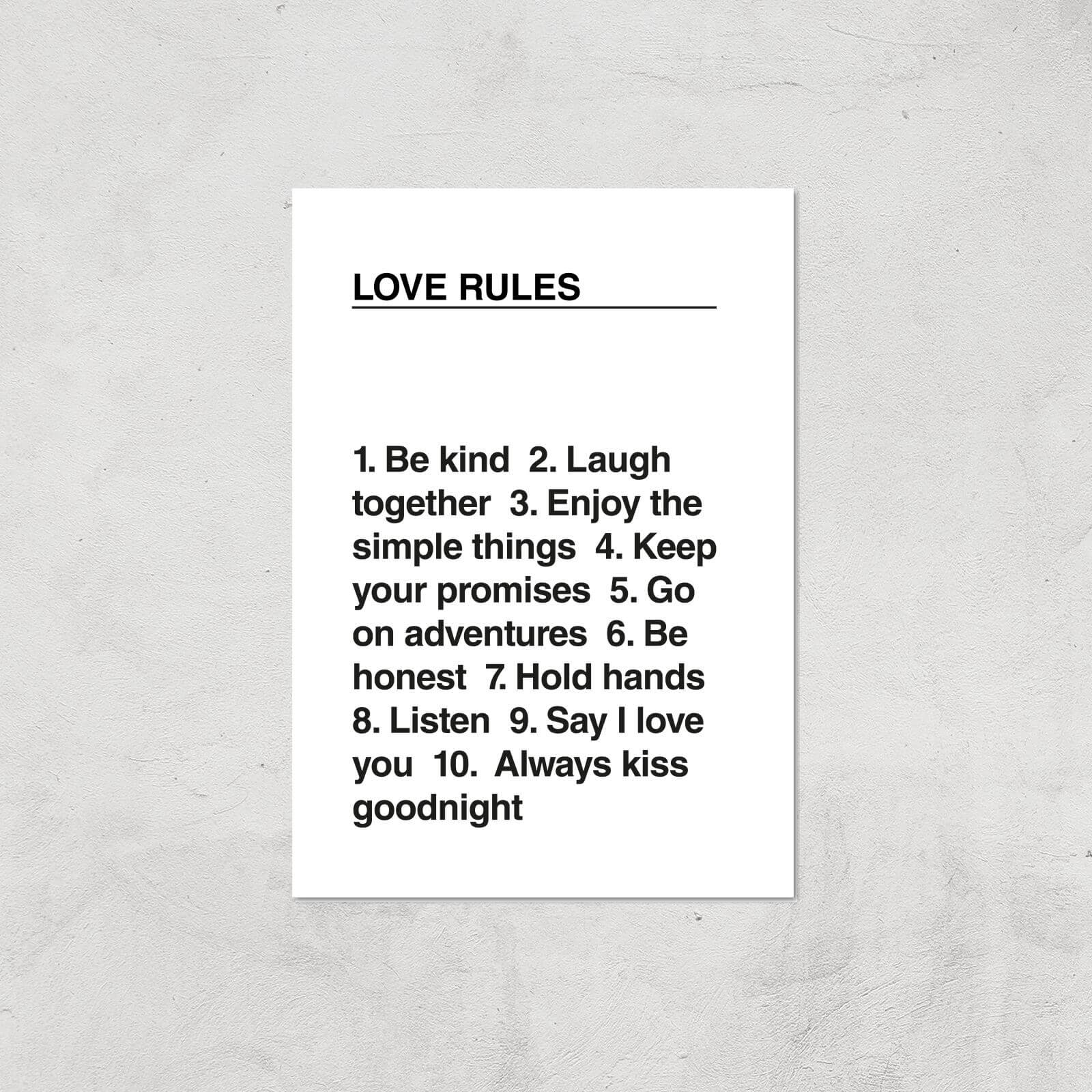 Love Rules Giclée Art Print - A2 - Print Only
