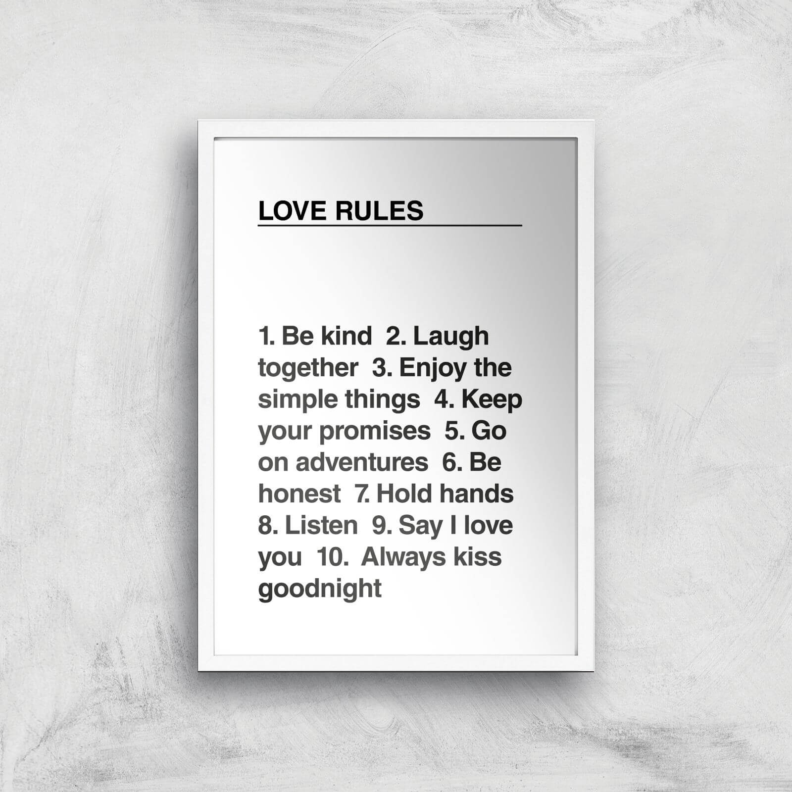 Love Rules Giclée Art Print - A2 - White Frame