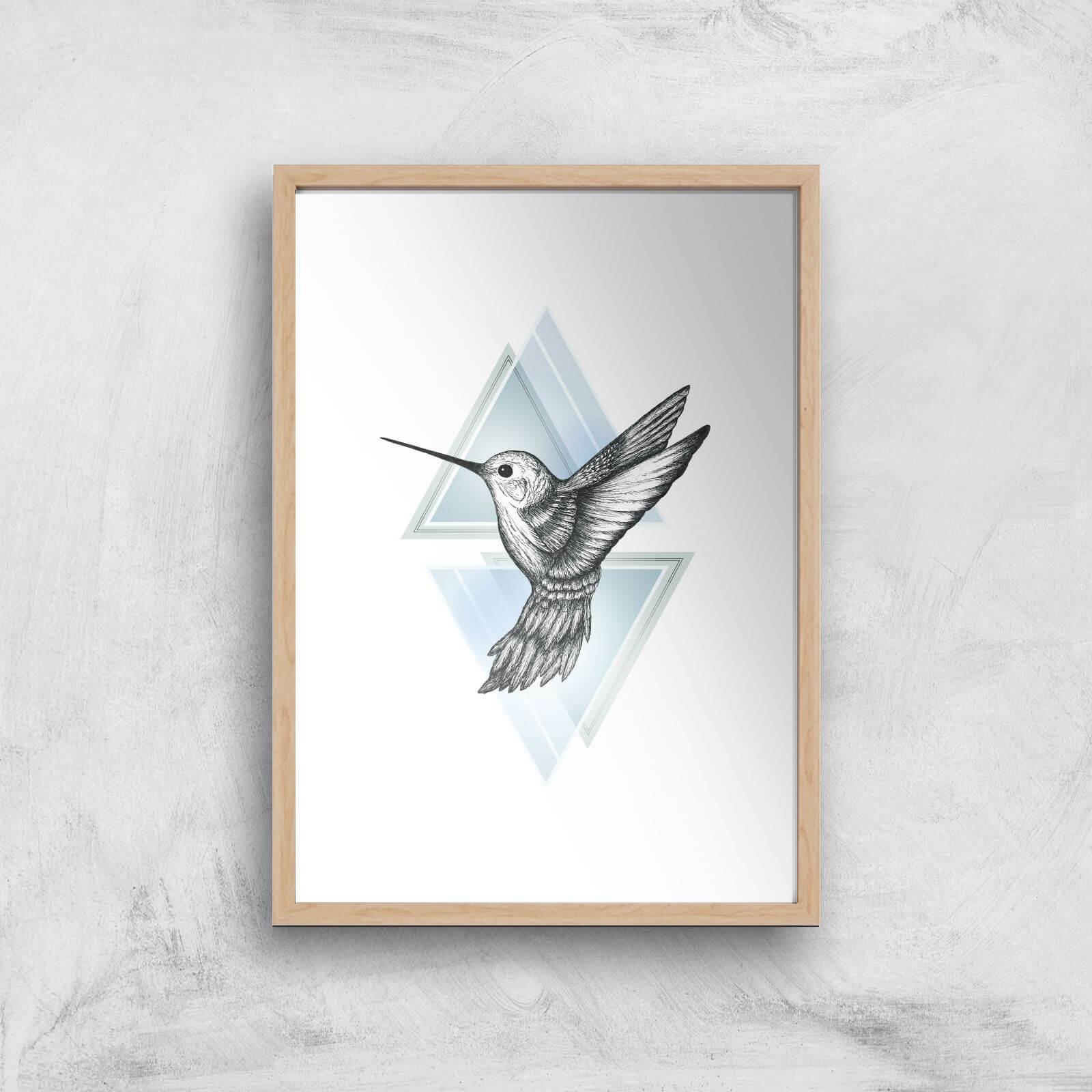 Hummingbird Art Print - A4 - Wood Frame