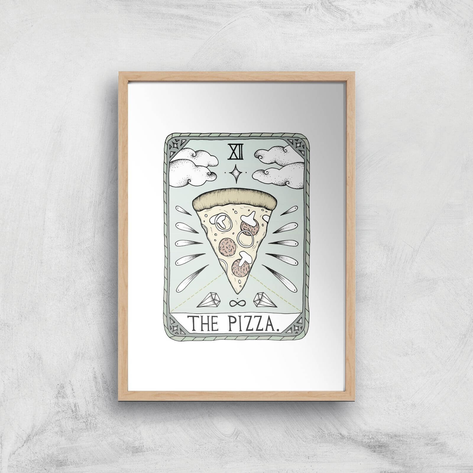 The Pizza Art Print - A4 - Wood Frame