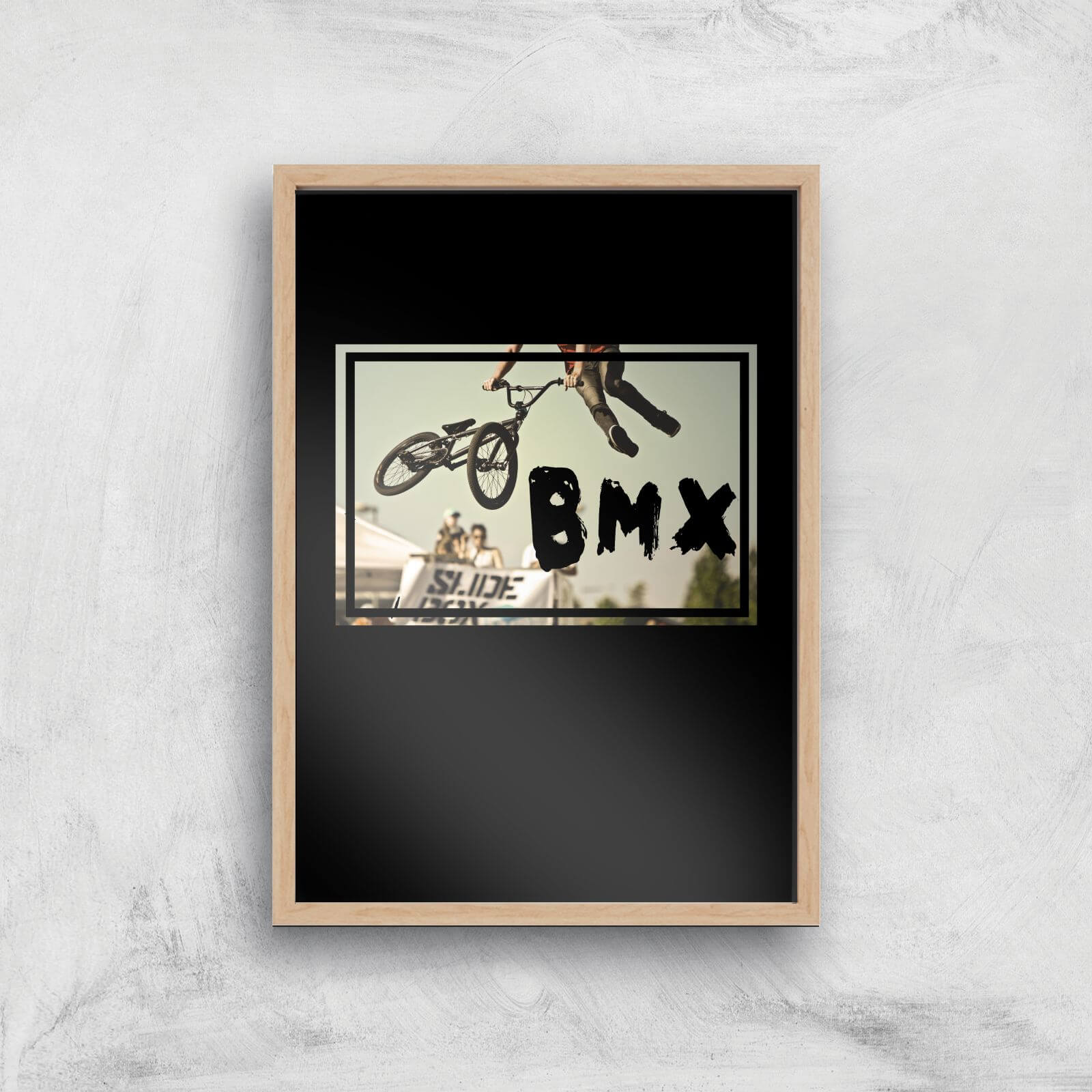 BMX Jump Art Print - A4 - Wood Frame