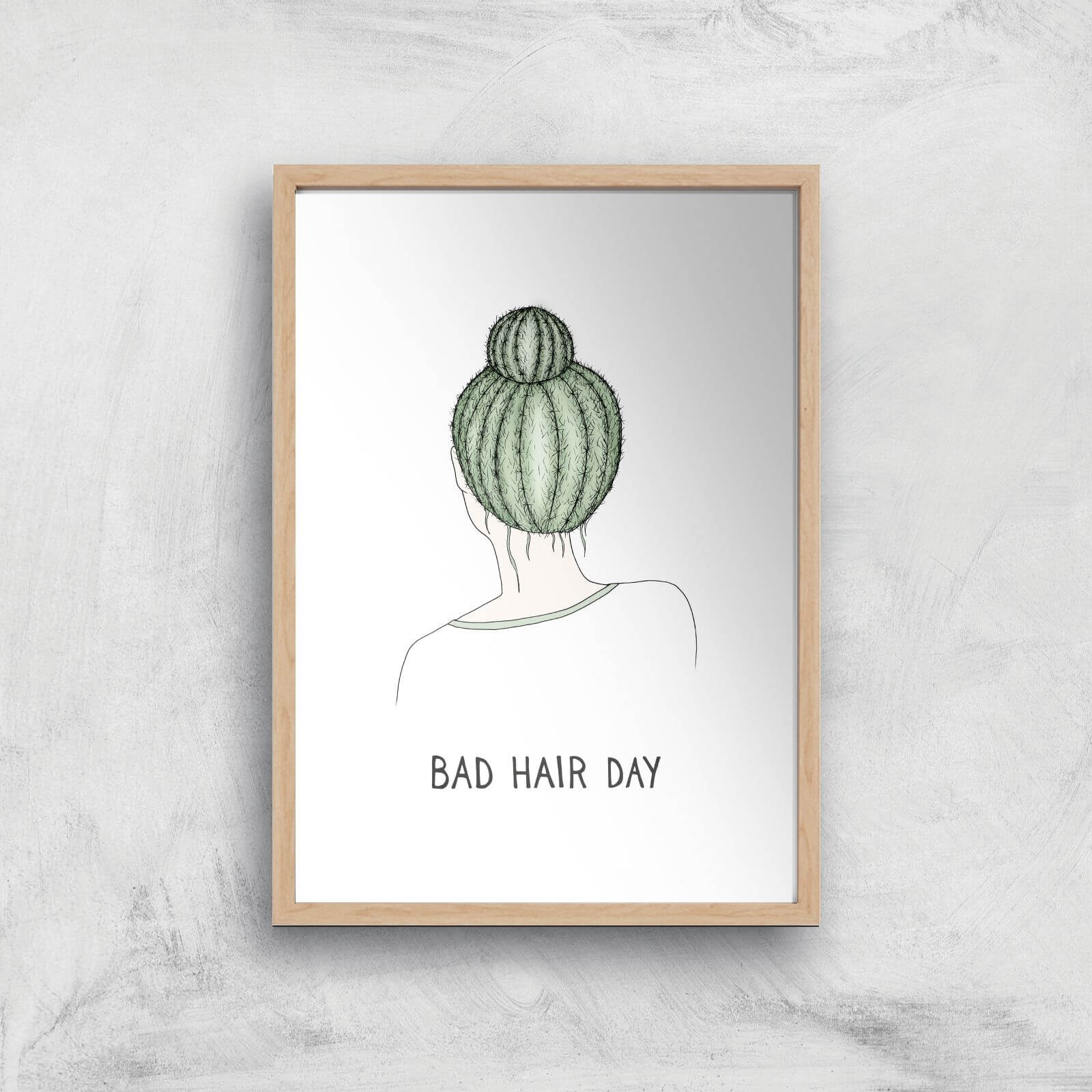 Bad Hair Day Art Print - A4 - Wood Frame