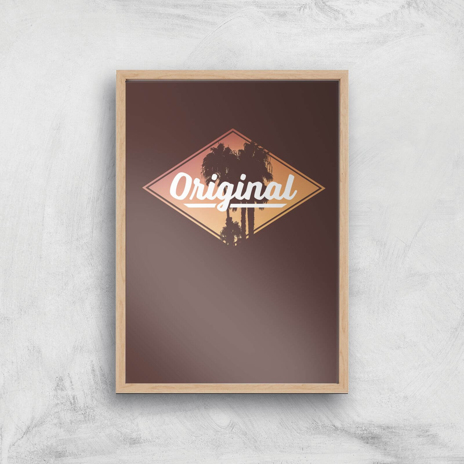 Original Palm Trees Art Print - A4 - Wood Frame