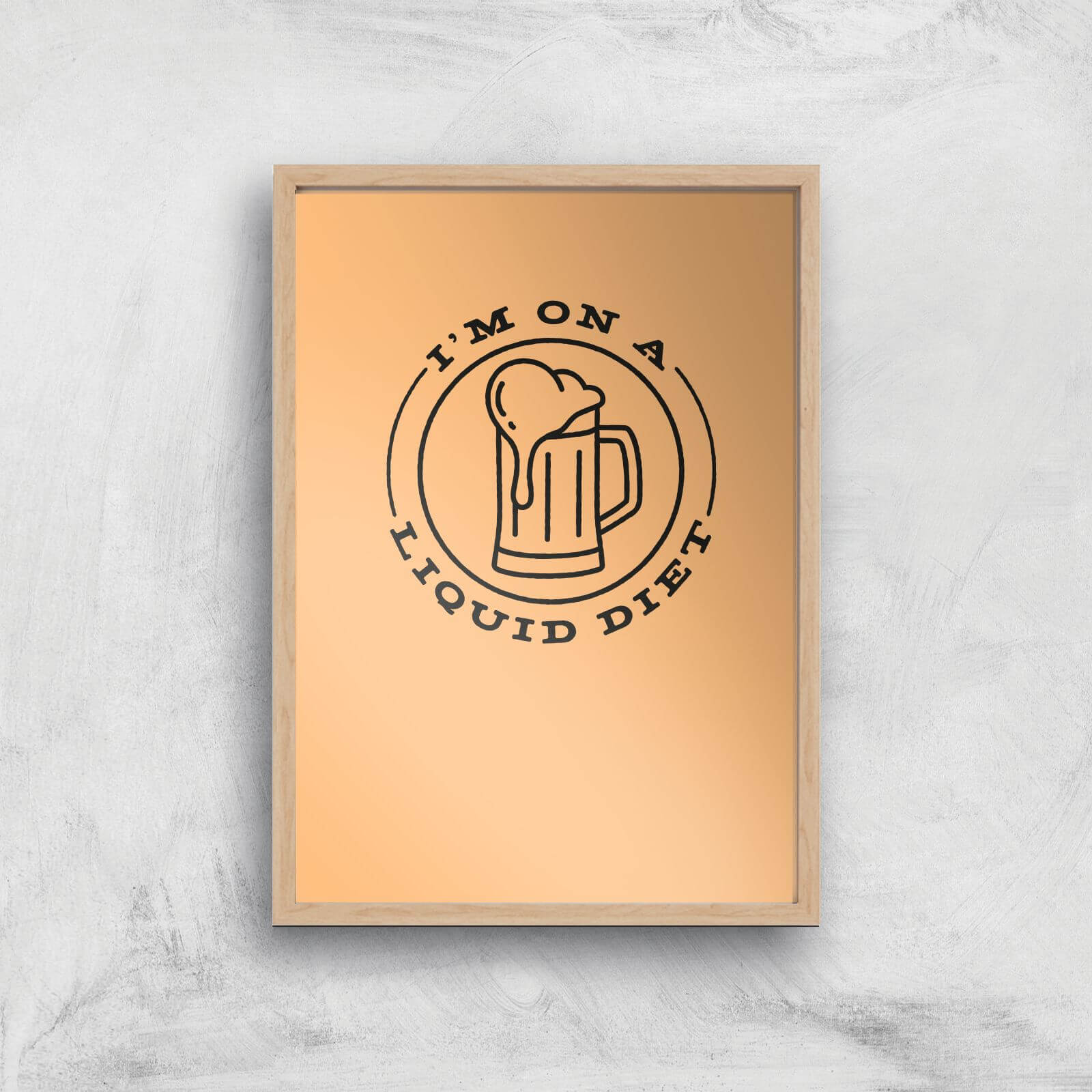 Liquid Diet Beer Art Print - A4 - Wood Frame