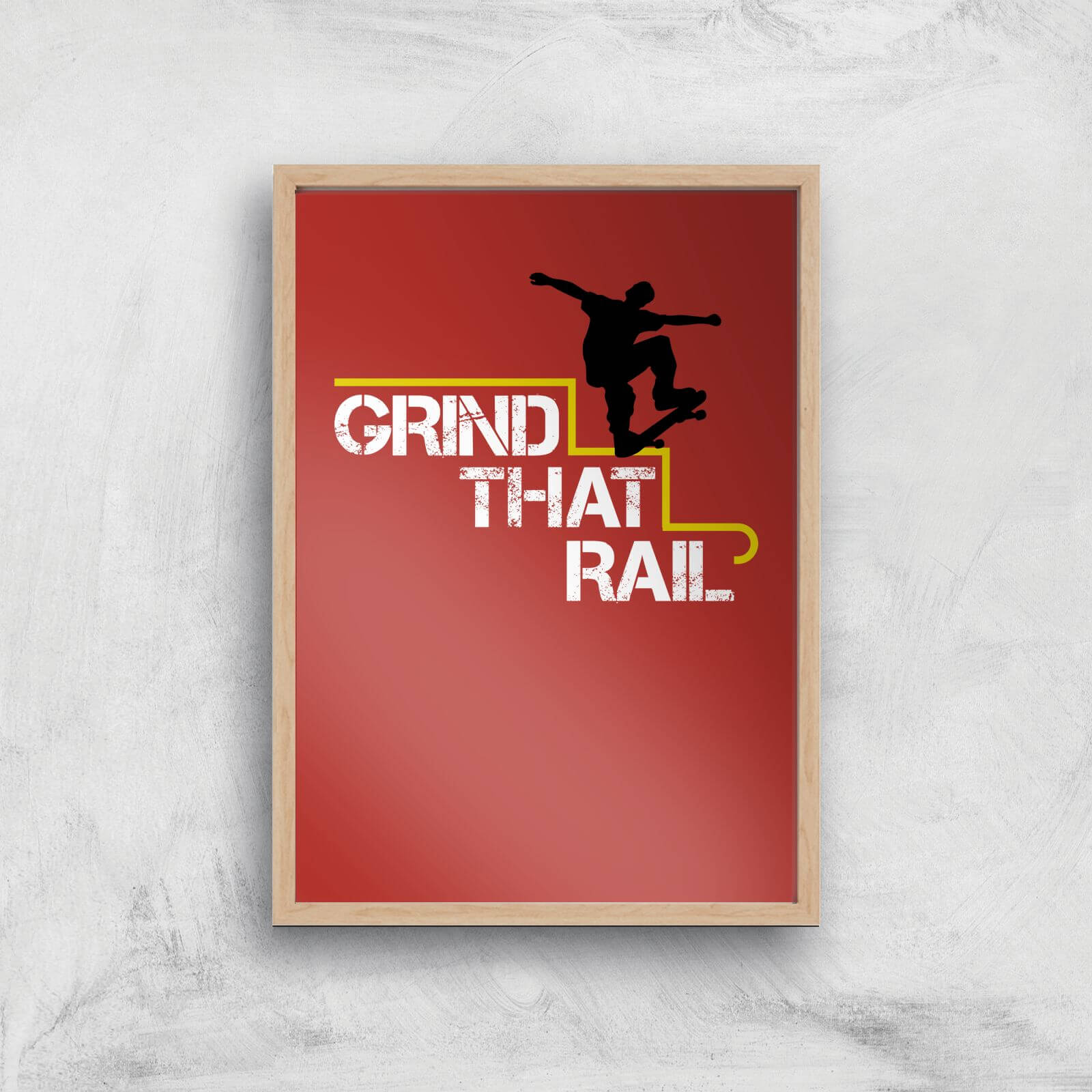 Grind That Rail Art Print - A4 - Wood Frame