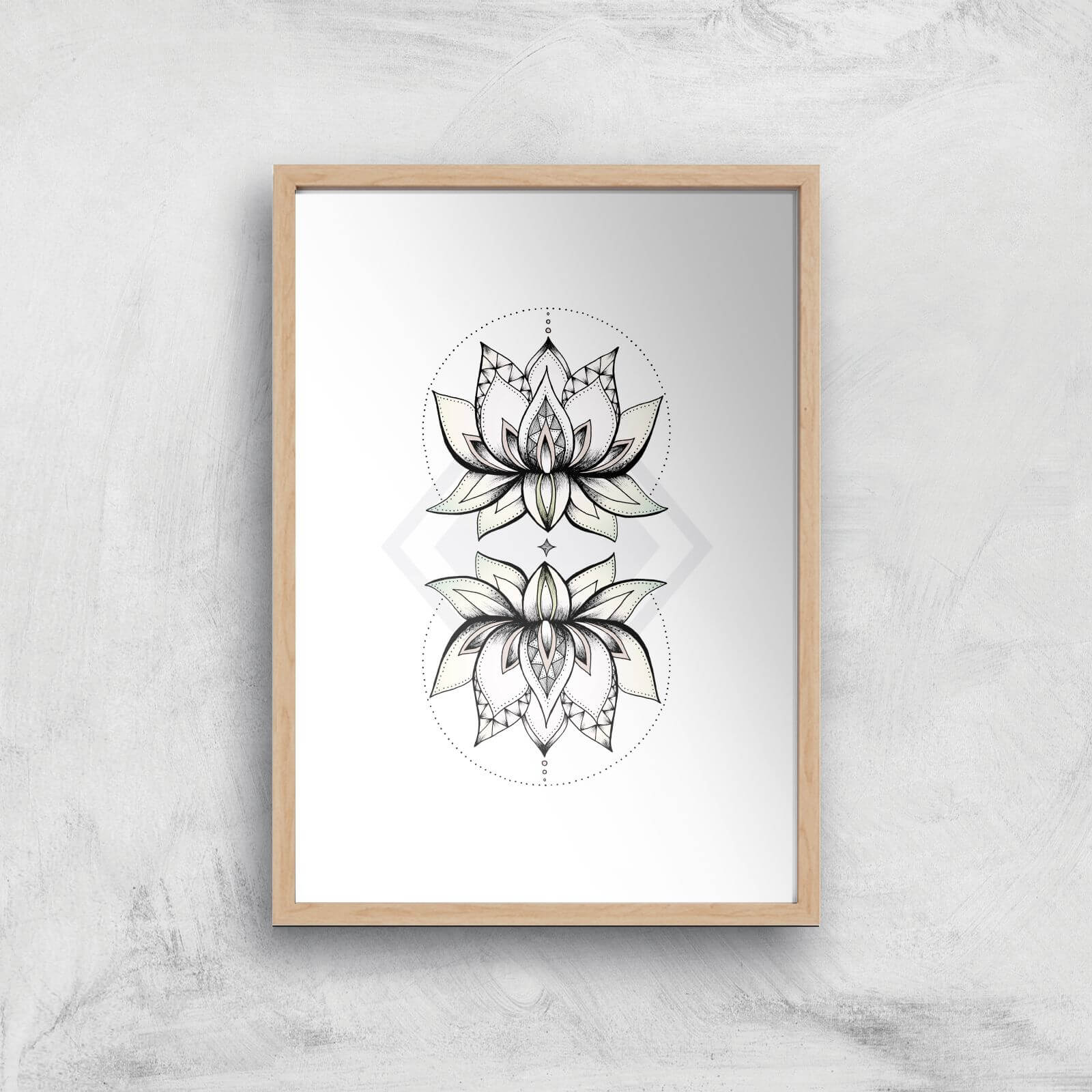 Lotus Art Print - A4 - Wood Frame