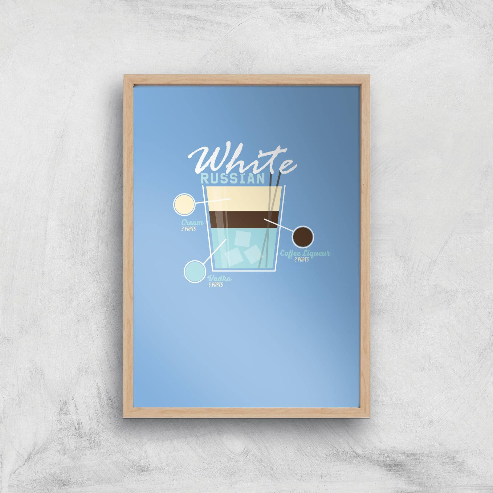 Infographic White Russian Art Print - A4 - Wood Frame