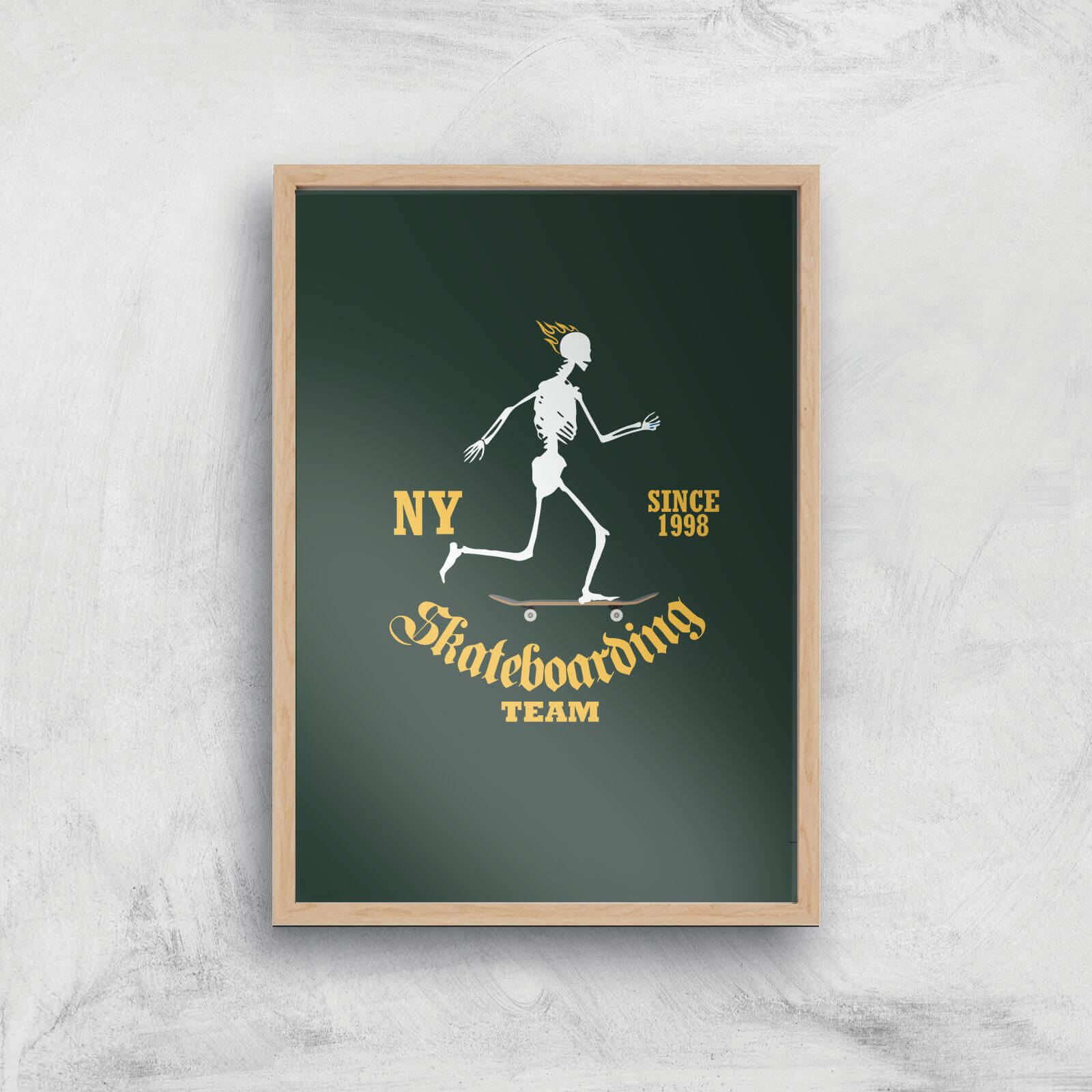 Skateboarding Team Art Print - A4 - Wood Frame