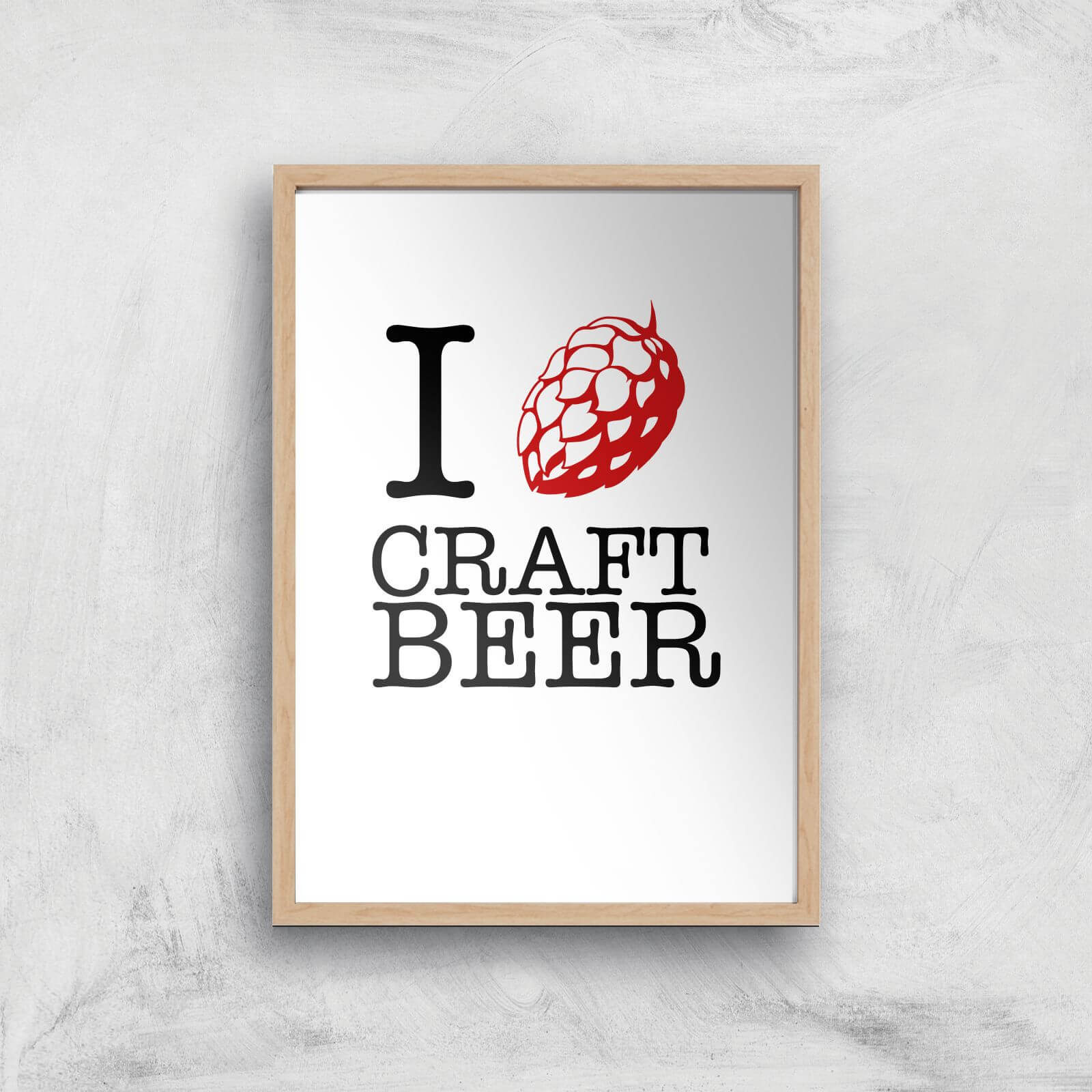 I Hop Craft Beer Art Print - A4 - Wood Frame