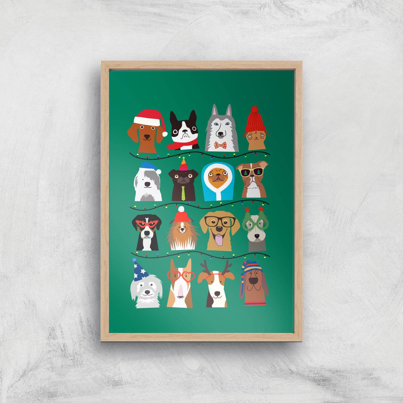 Merry Dogmas Art Print - A4 - Wood Frame