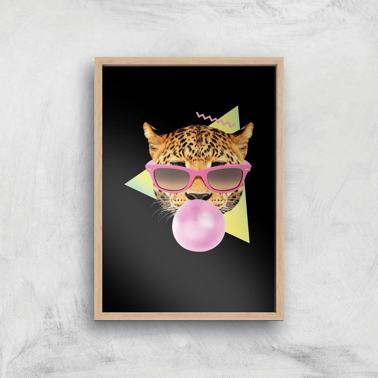 Bubblegum Leo Art Print - A4 - Wood Frame