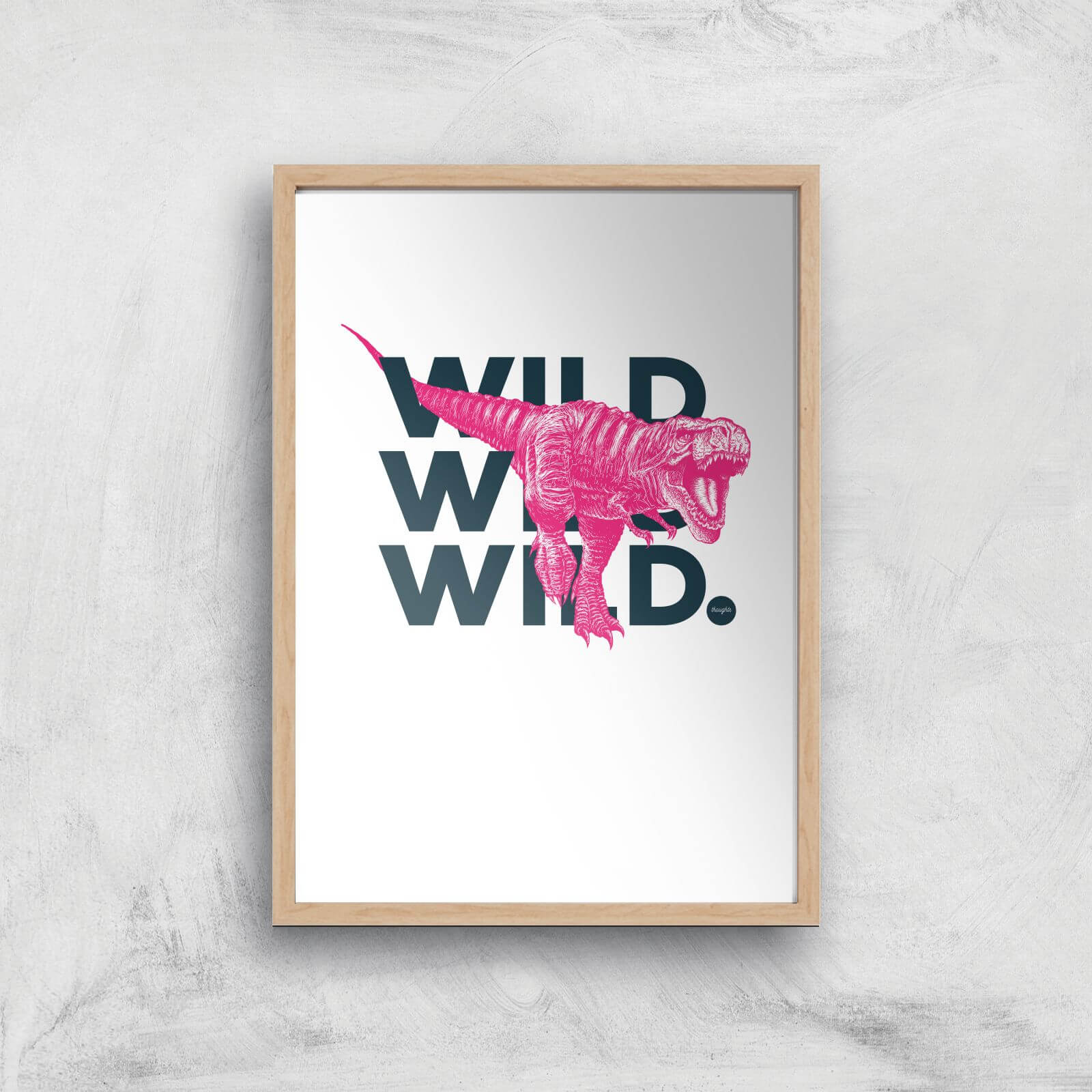 Wild Dinosaur Art Print - A4 - Wood Frame