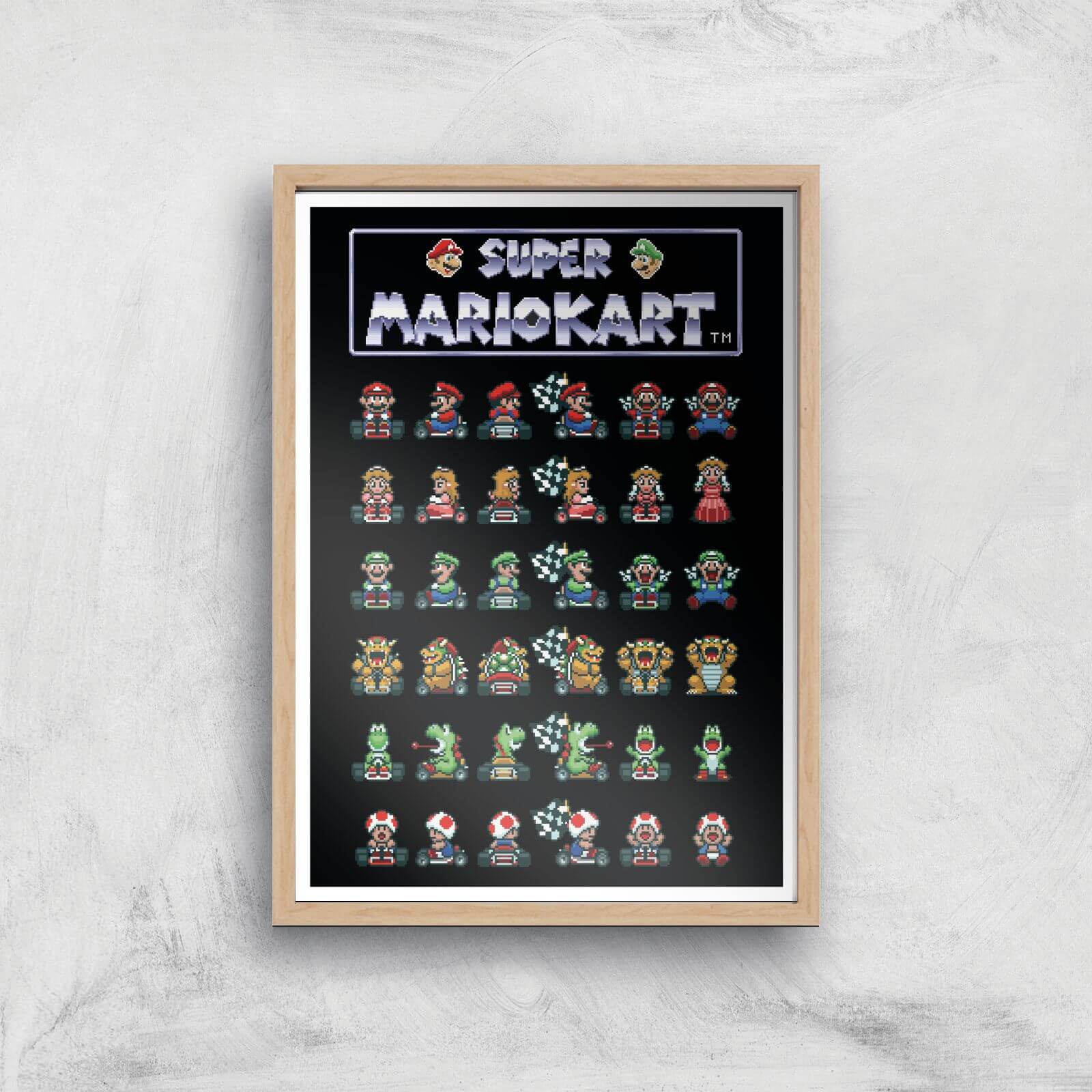 Nintendo Retro Racer Art Print - A4 - Wood Frame