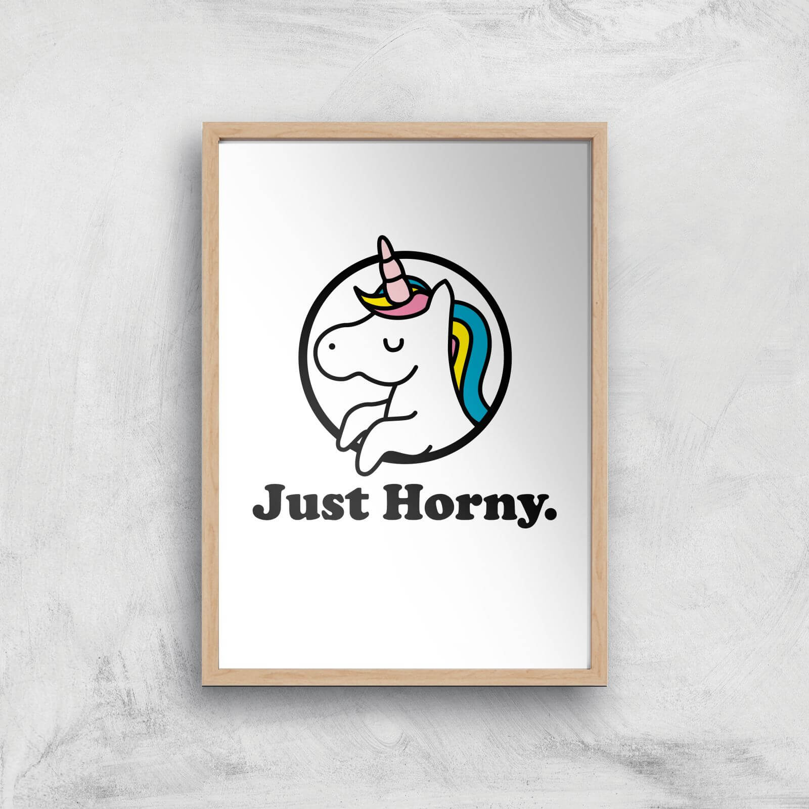 Just Horny Art Print - A4 - Wood Frame