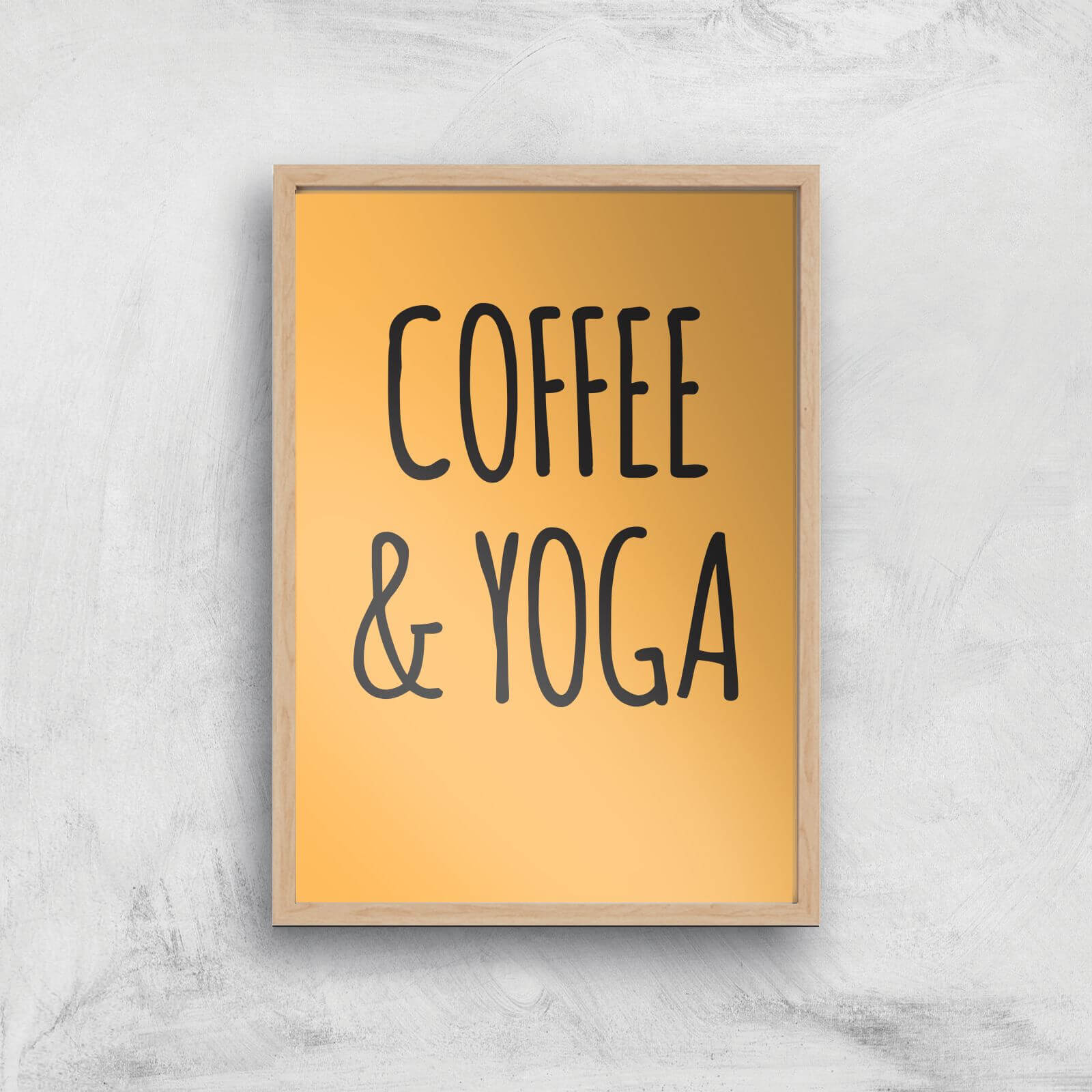 Coffee And Yoga Art Print - A4 - Wood Frame