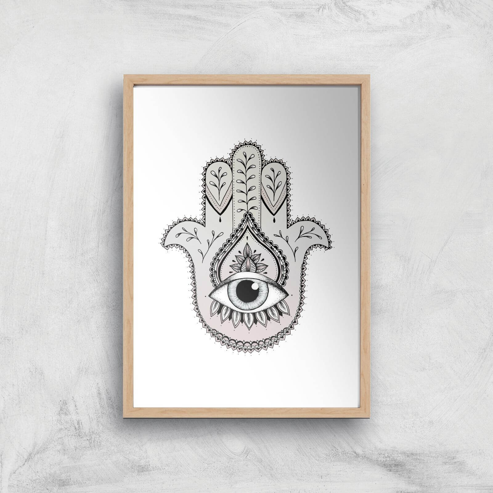 Hamsa Hand Art Print - A4 - Wood Frame