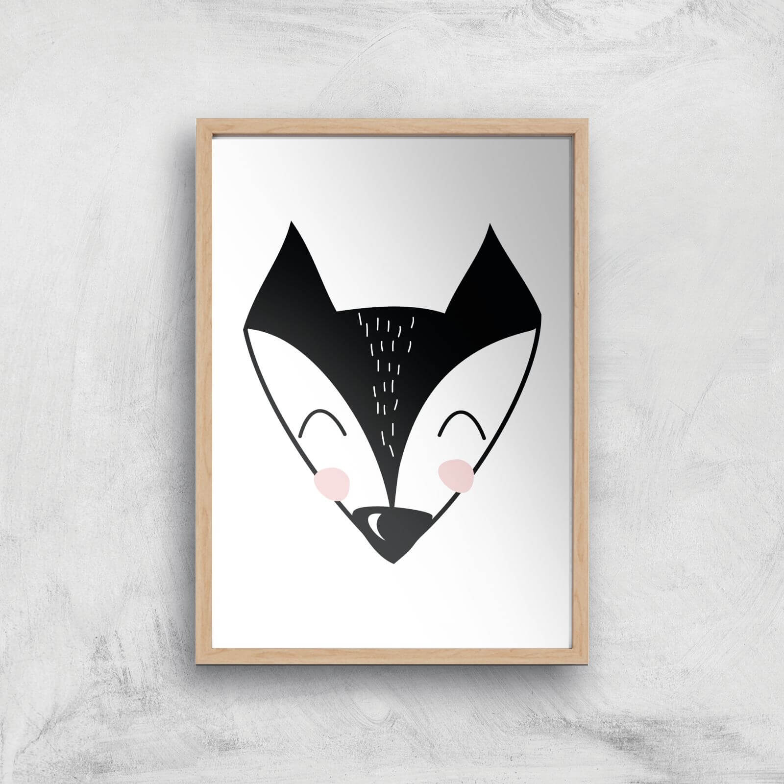 Fox Art Print - A4 - Wood Frame