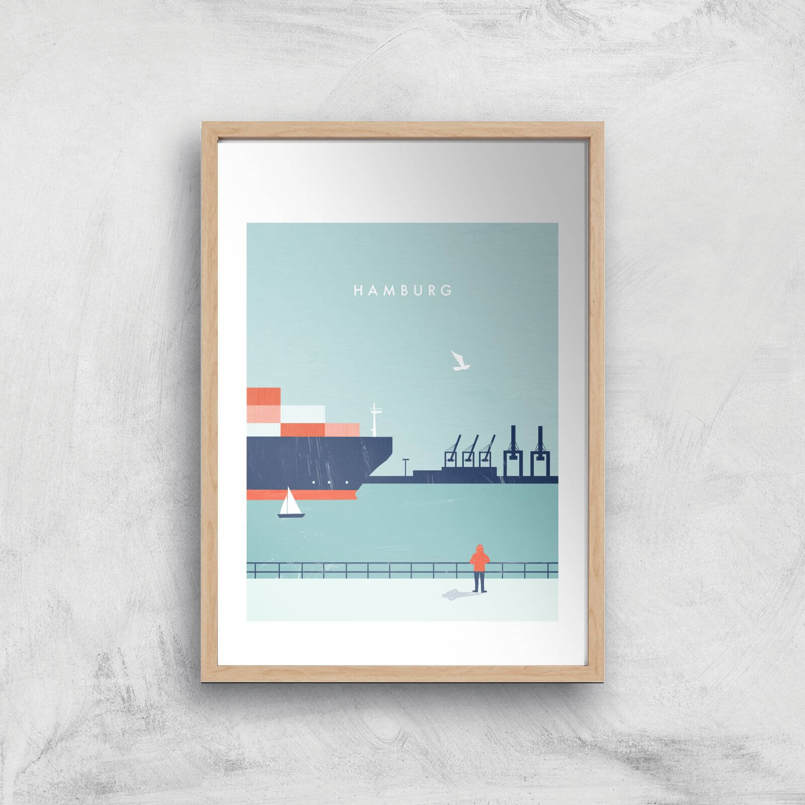 Hamburg Art Print - A4 - Wood Frame