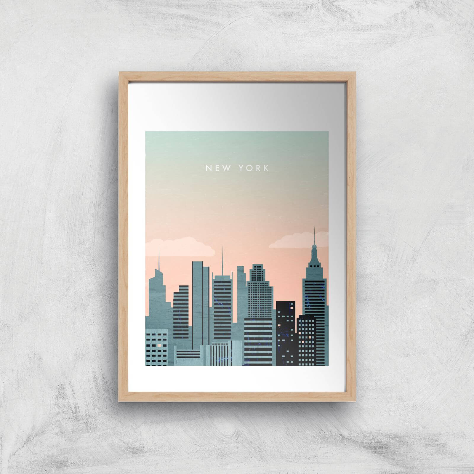 New York Art Print - A4 - Wood Frame