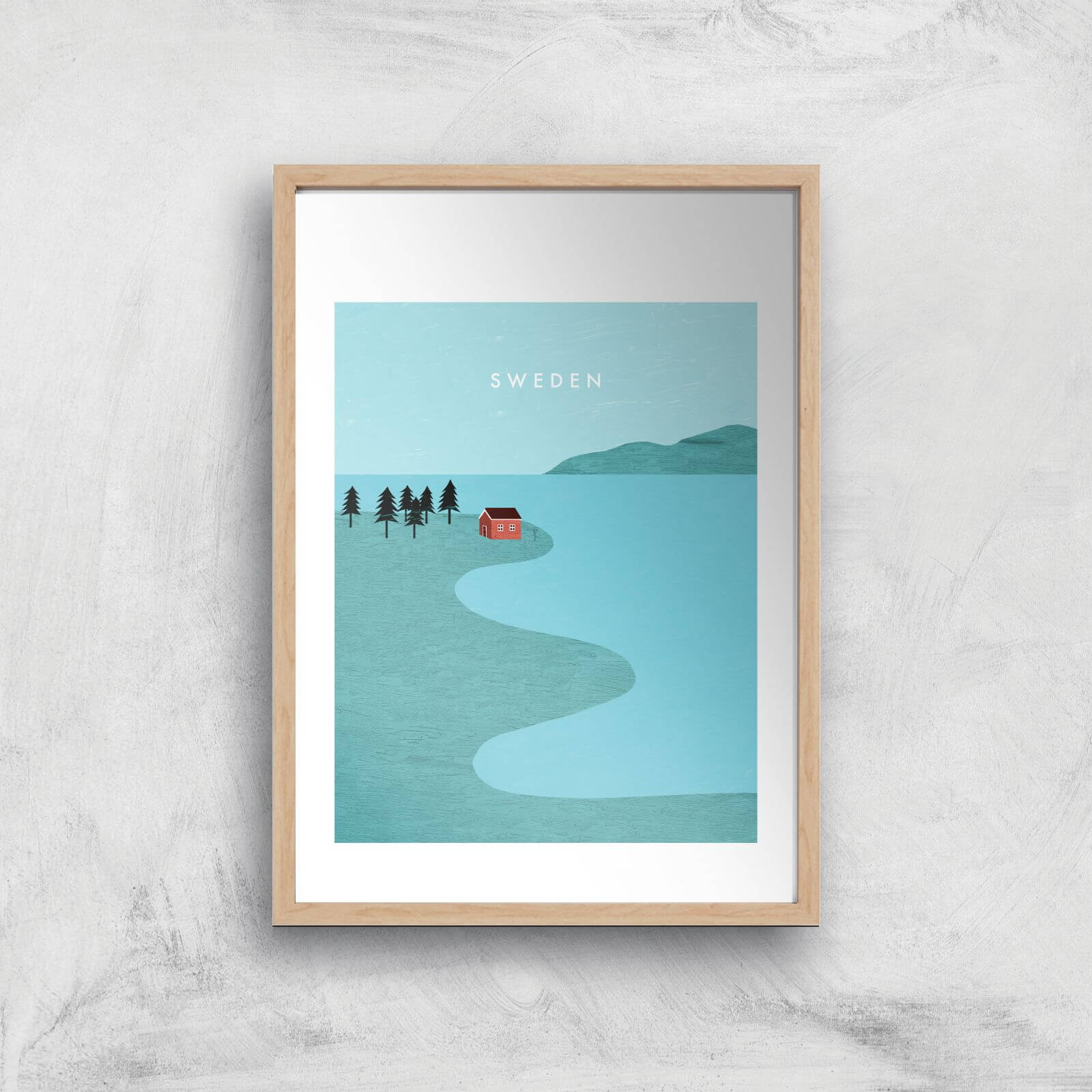 Sweden Art Print - A4 - Wood Frame