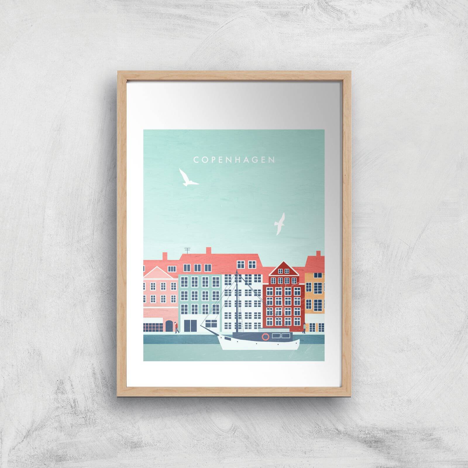 Copenhagen Art Print - A4 - Wood Frame