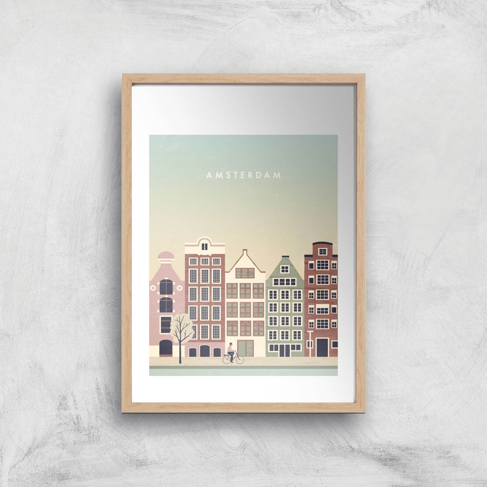 Amsterdam Art Print - A4 - Wood Frame
