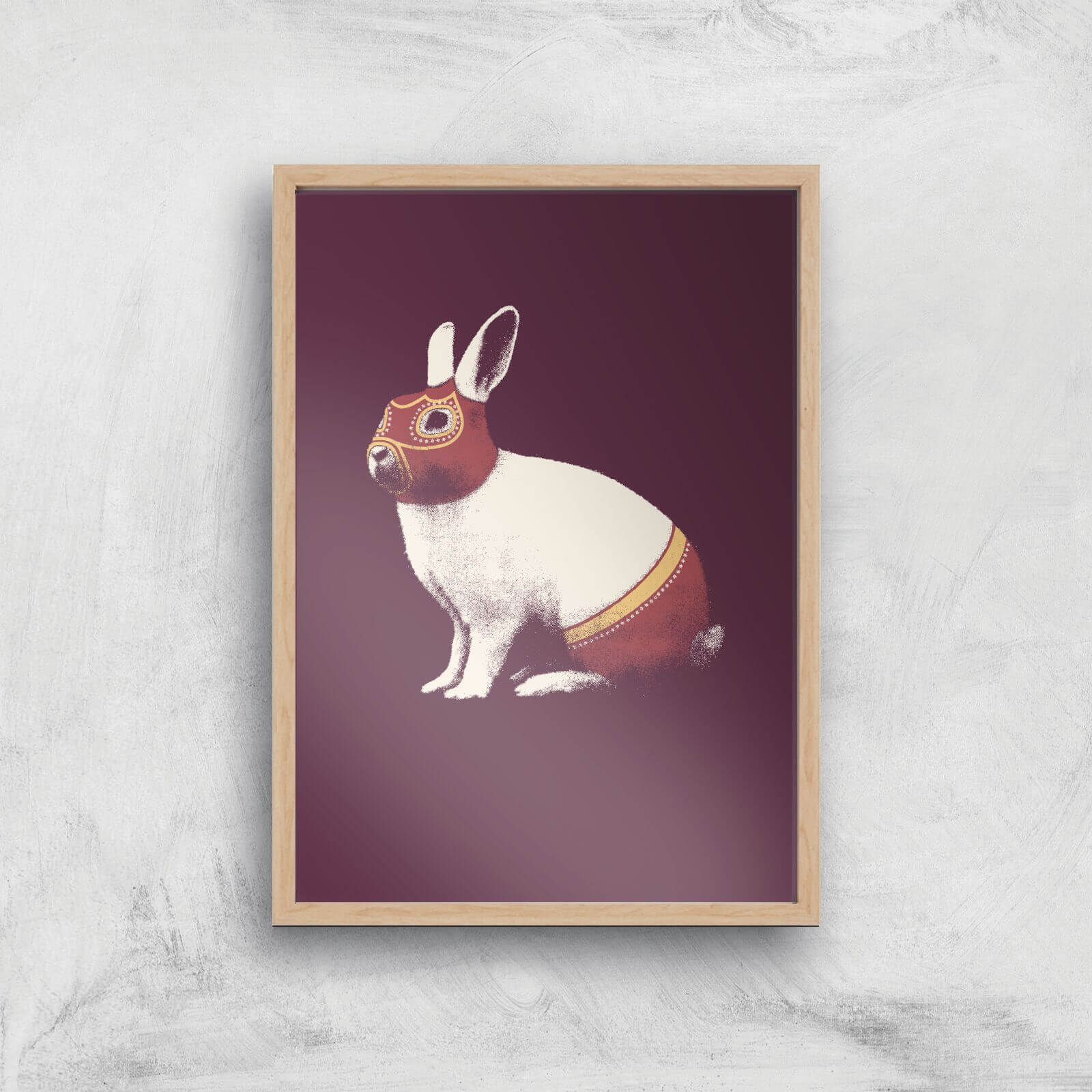 Florent Bodart Lapin Catcheur Art Print - A4 - Wood Frame