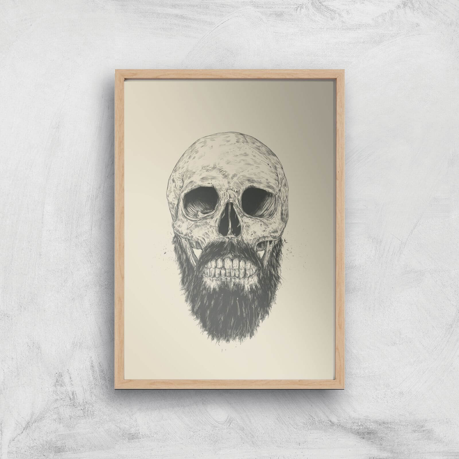 Balazs Solti Bearded Skull Art Print - A4 - Wood Frame