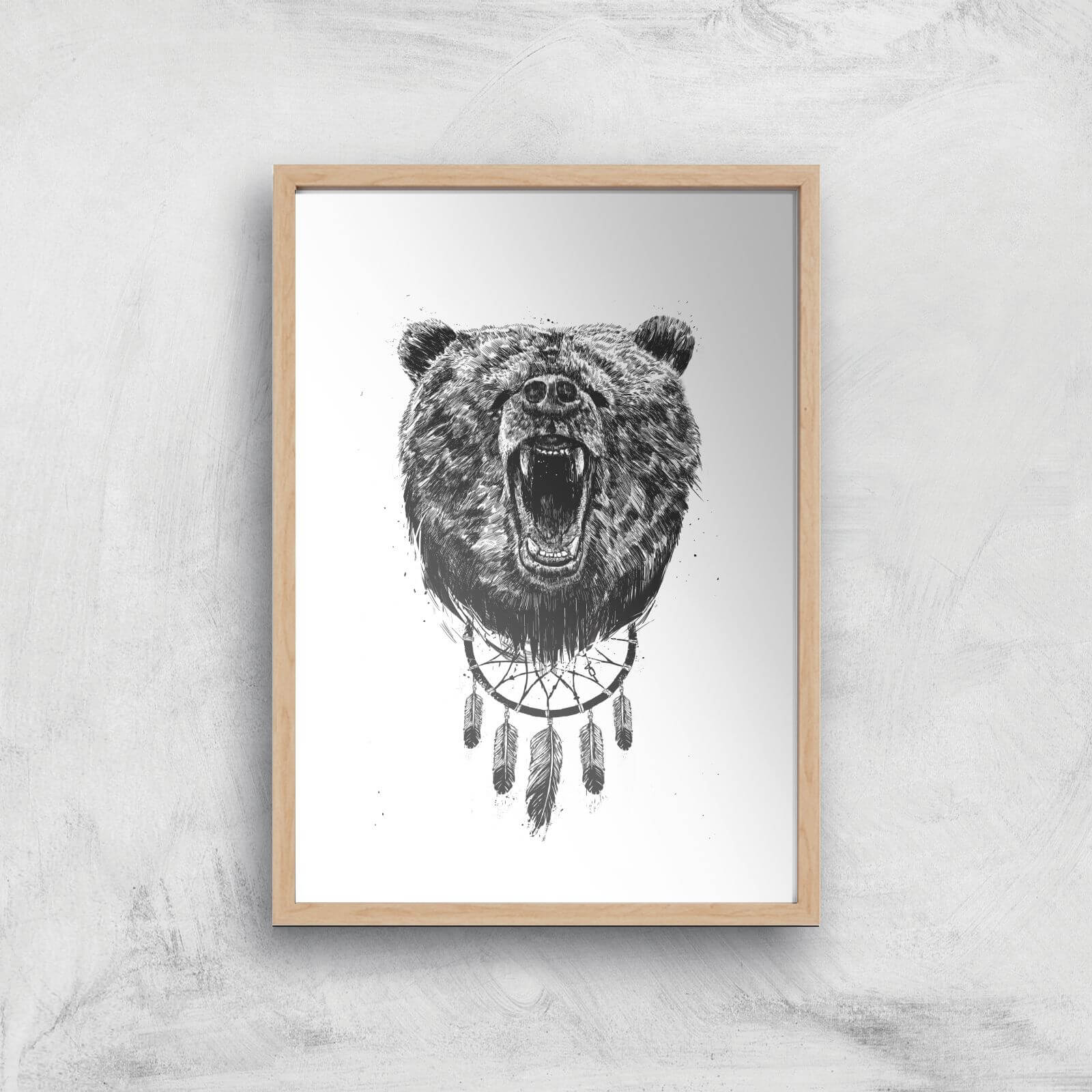Balazs Solti Dreamcatcher Bear Art Print - A4 - Wood Frame