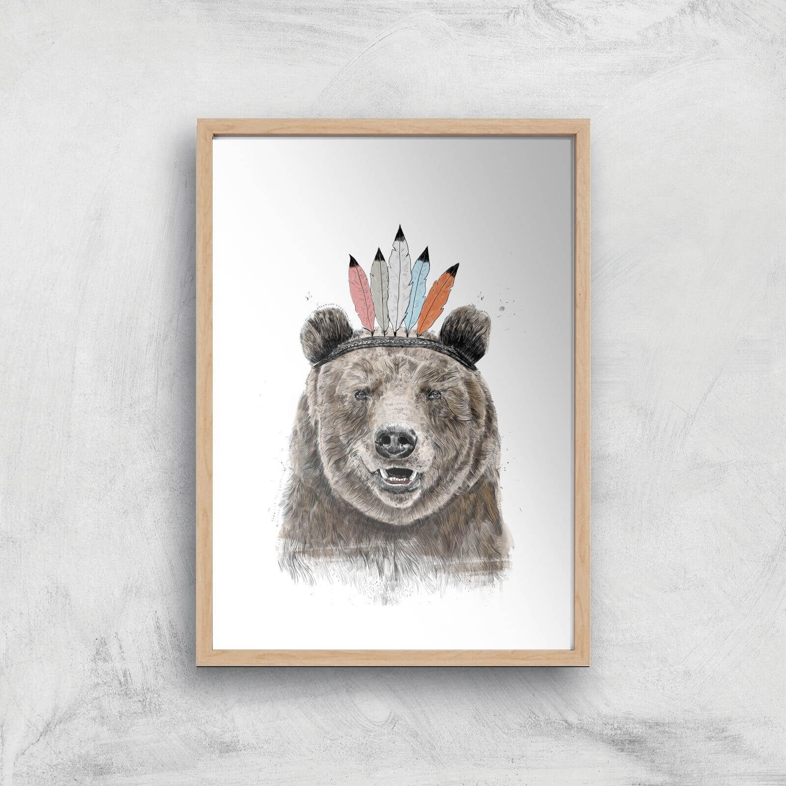 Balazs Solti Native Bear Art Print - A4 - Wood Frame