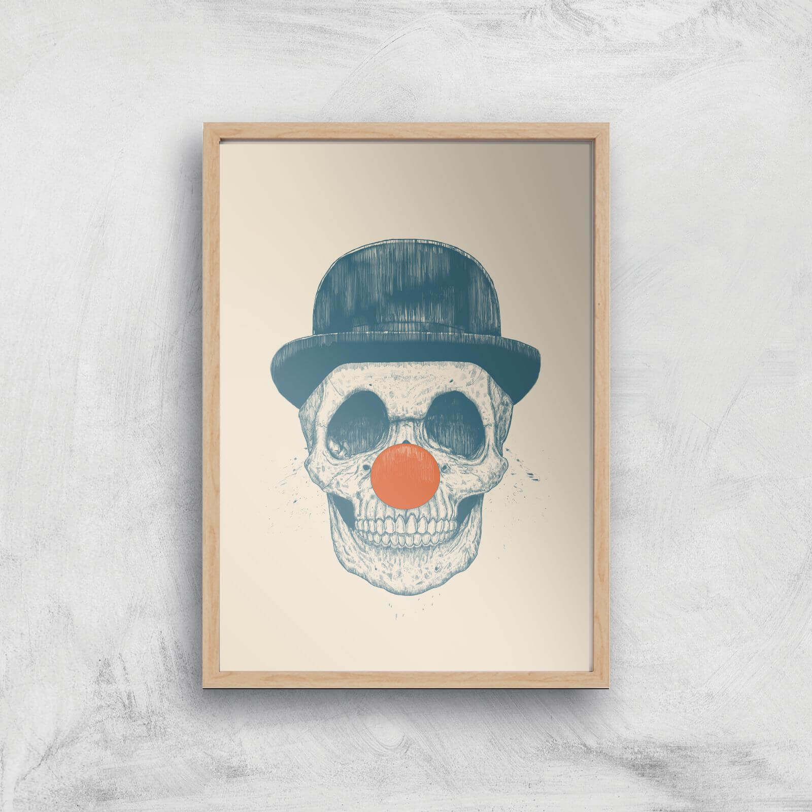 Balazs Solti Red Nosed Skull Art Print - A4 - Wood Frame