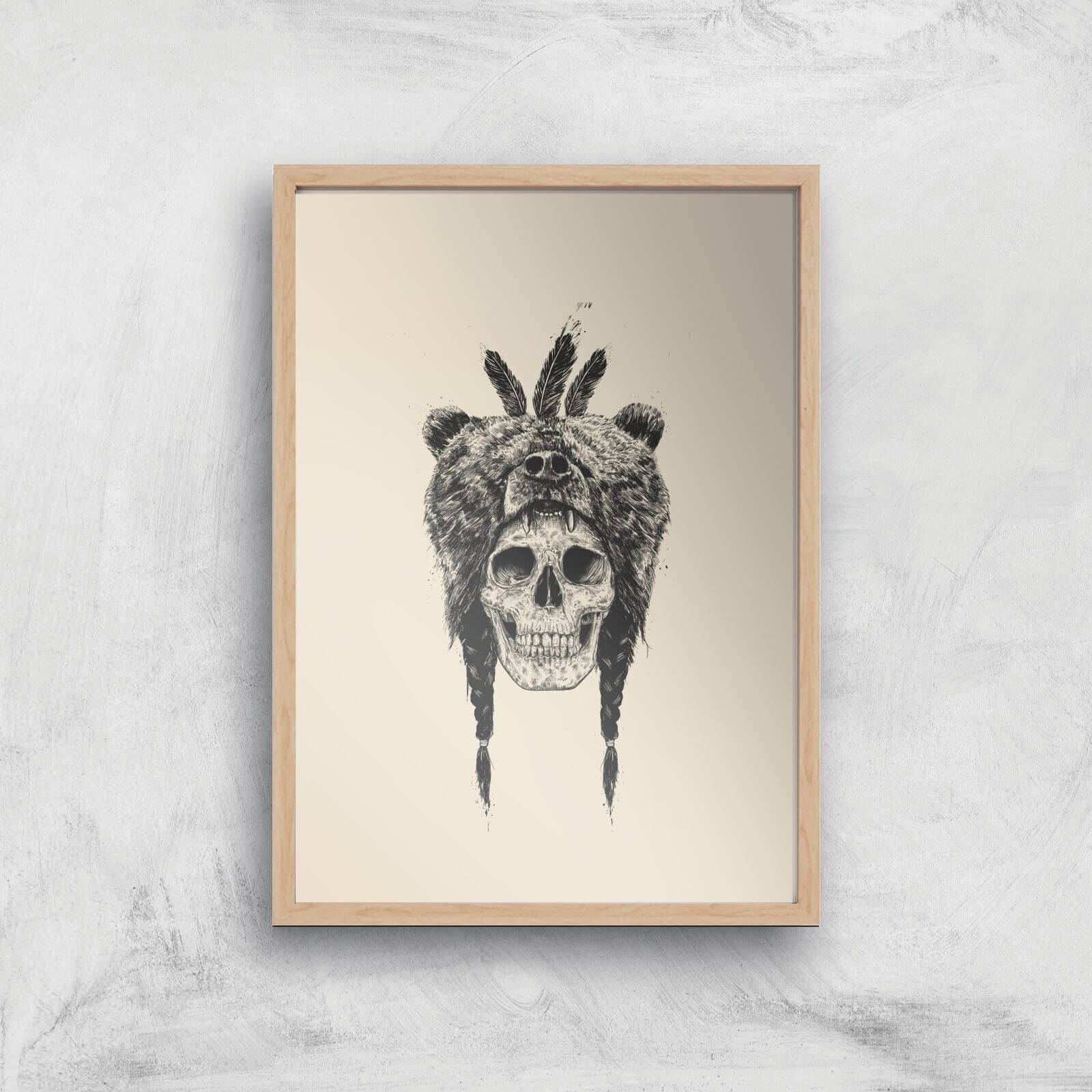 Balazs Solti Bear Head Art Print - A4 - Wood Frame