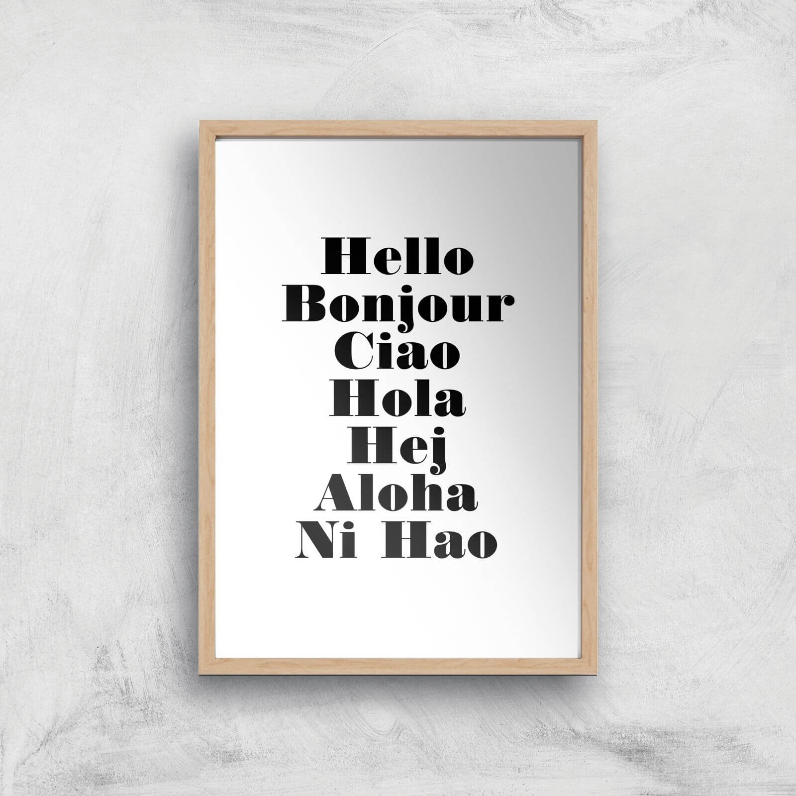 PlanetA444 Hello Art Print - A4 - Wood Frame