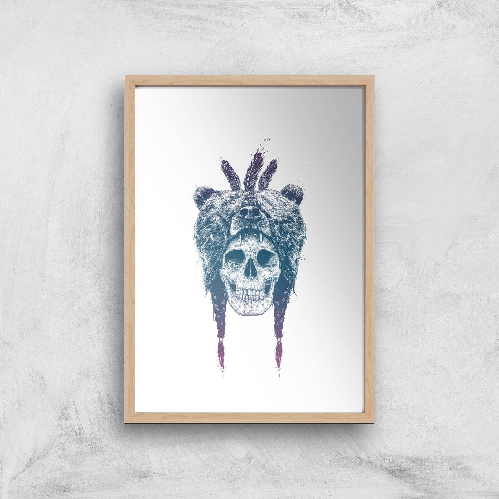 Balazs Solti Bear Head Art Print - A4 - Wood Frame