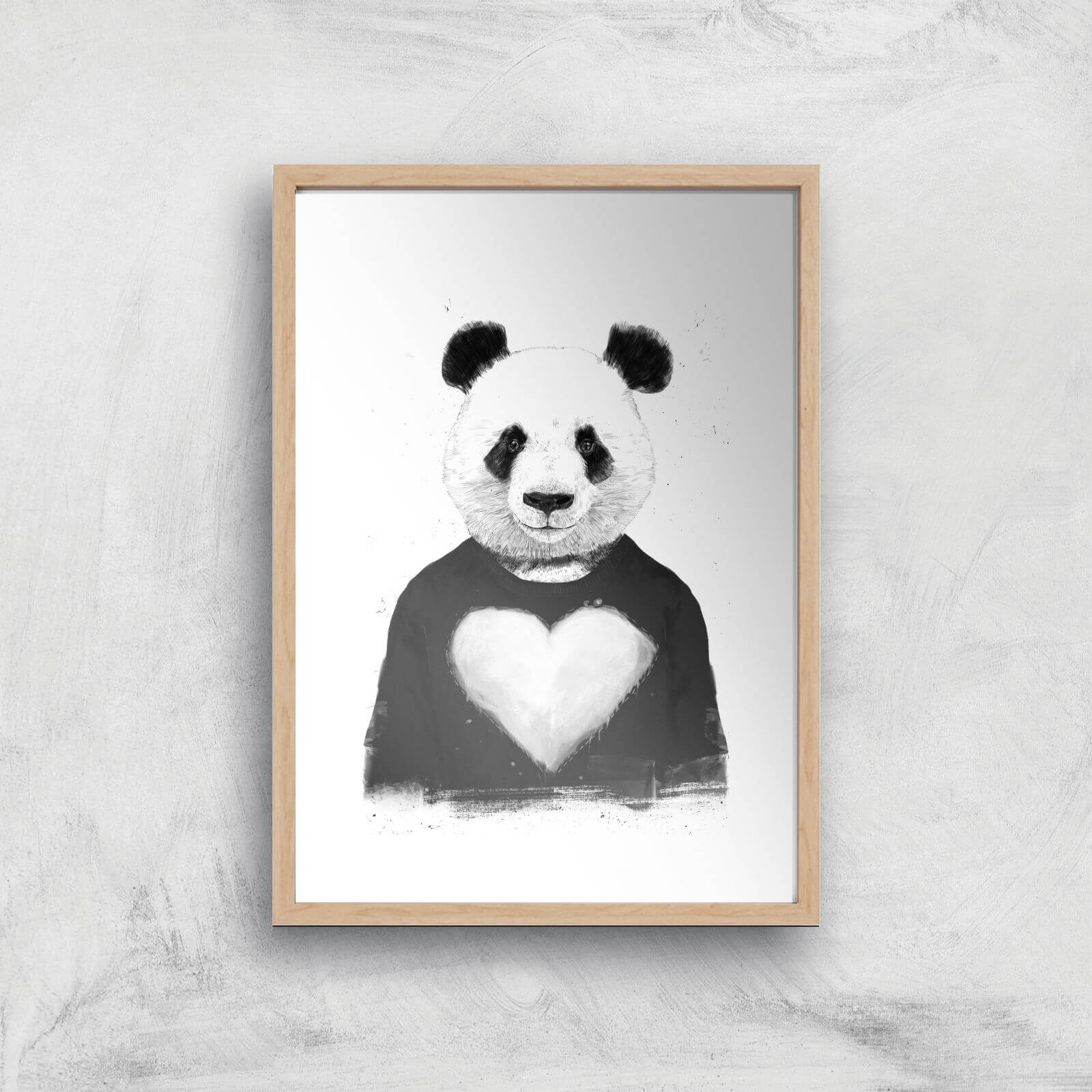 Balazs Solti Panda Love Art Print - A4 - Wood Frame