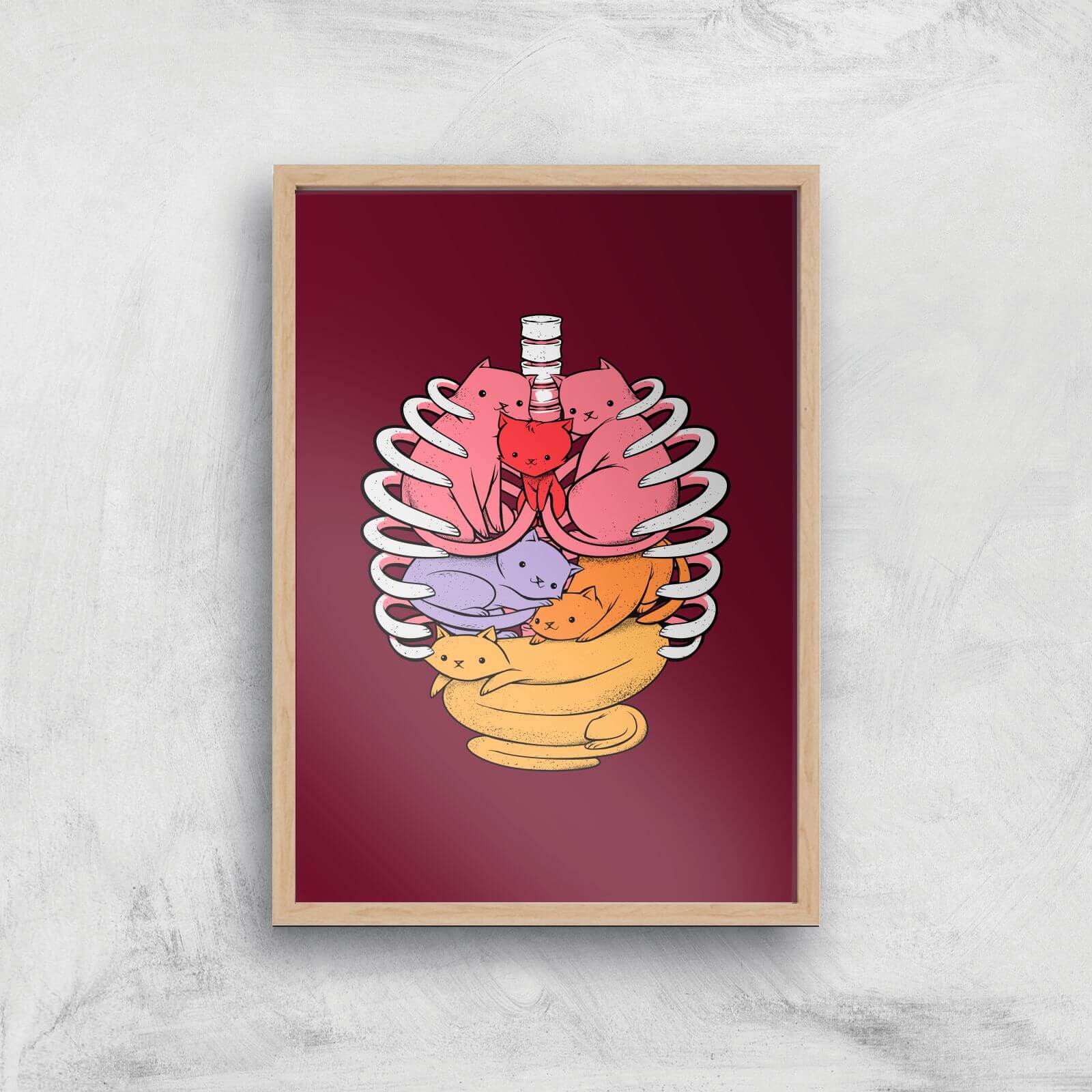 Tobias Fonseca Anotomicat Art Print - A4 - Wood Frame