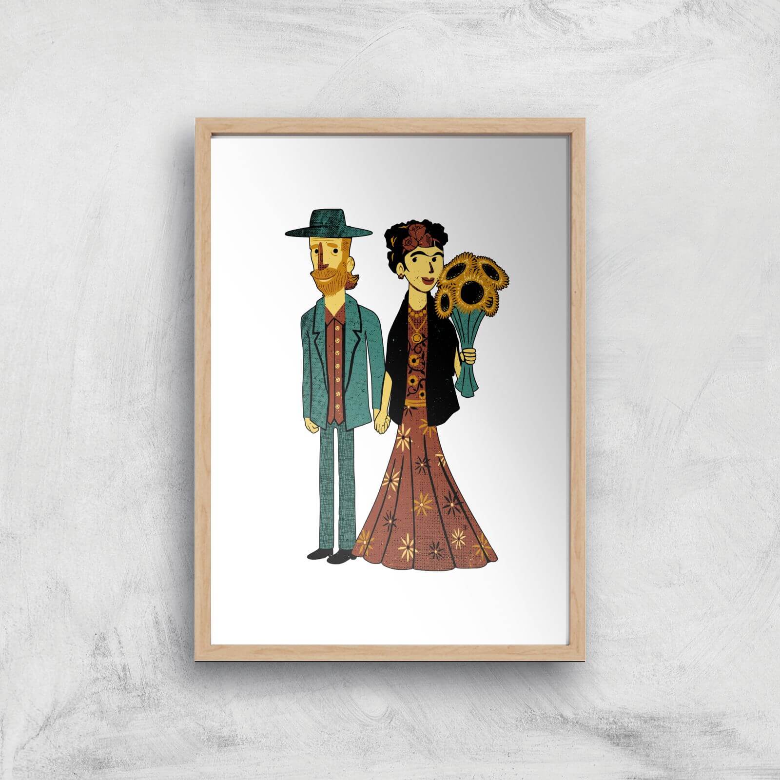 Tobias Fonseca Love Is Art - Frida Kahlo and Van Gogh Art Print - A4 - Wood Frame
